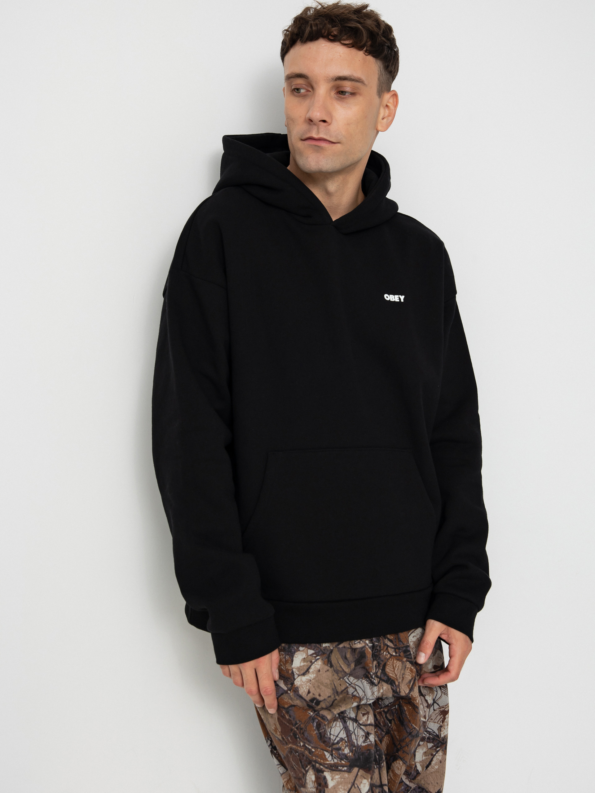 Суитшърт с качулка OBEY Bold Star Extra Heavy HD (black)