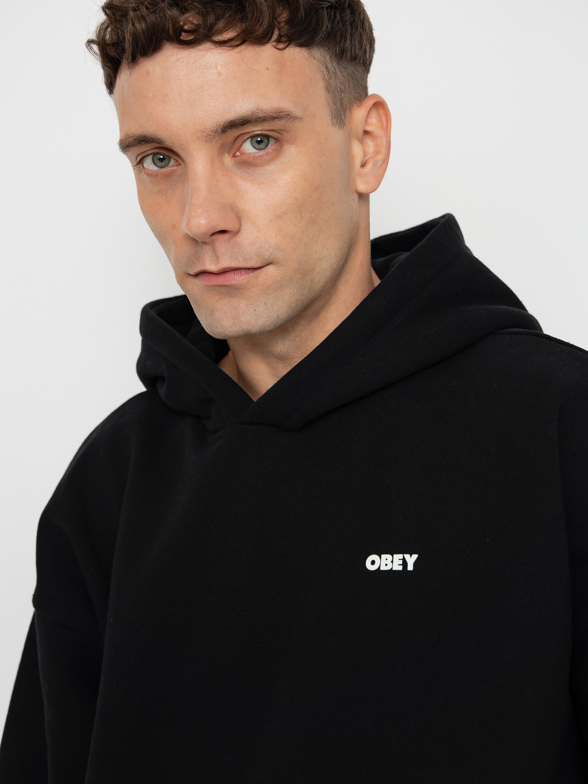 Суитшърт с качулка OBEY Bold Star Extra Heavy HD (black)