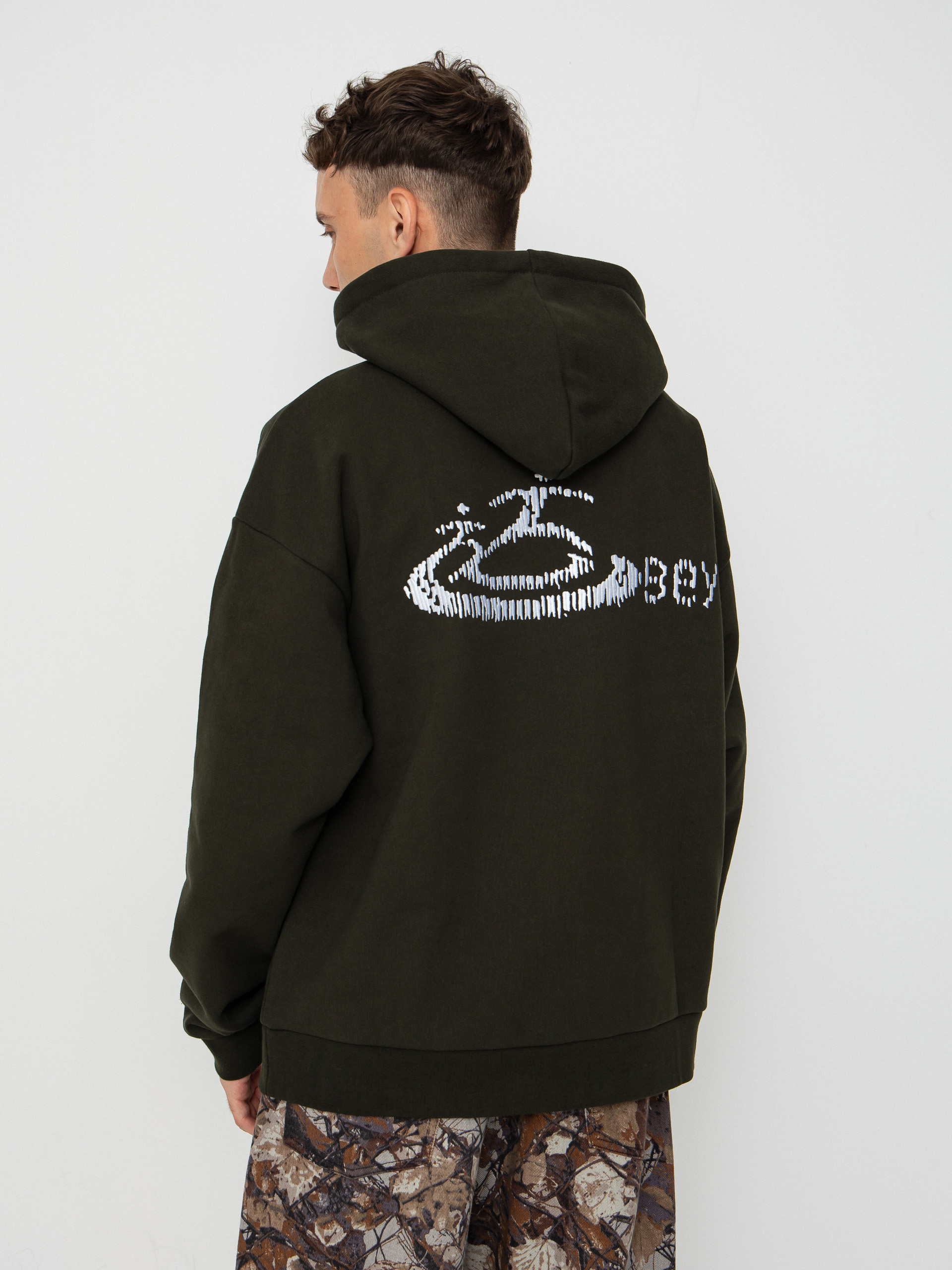 Суитшърт с качулка OBEY Corp Extra Heavy HD (rosin)