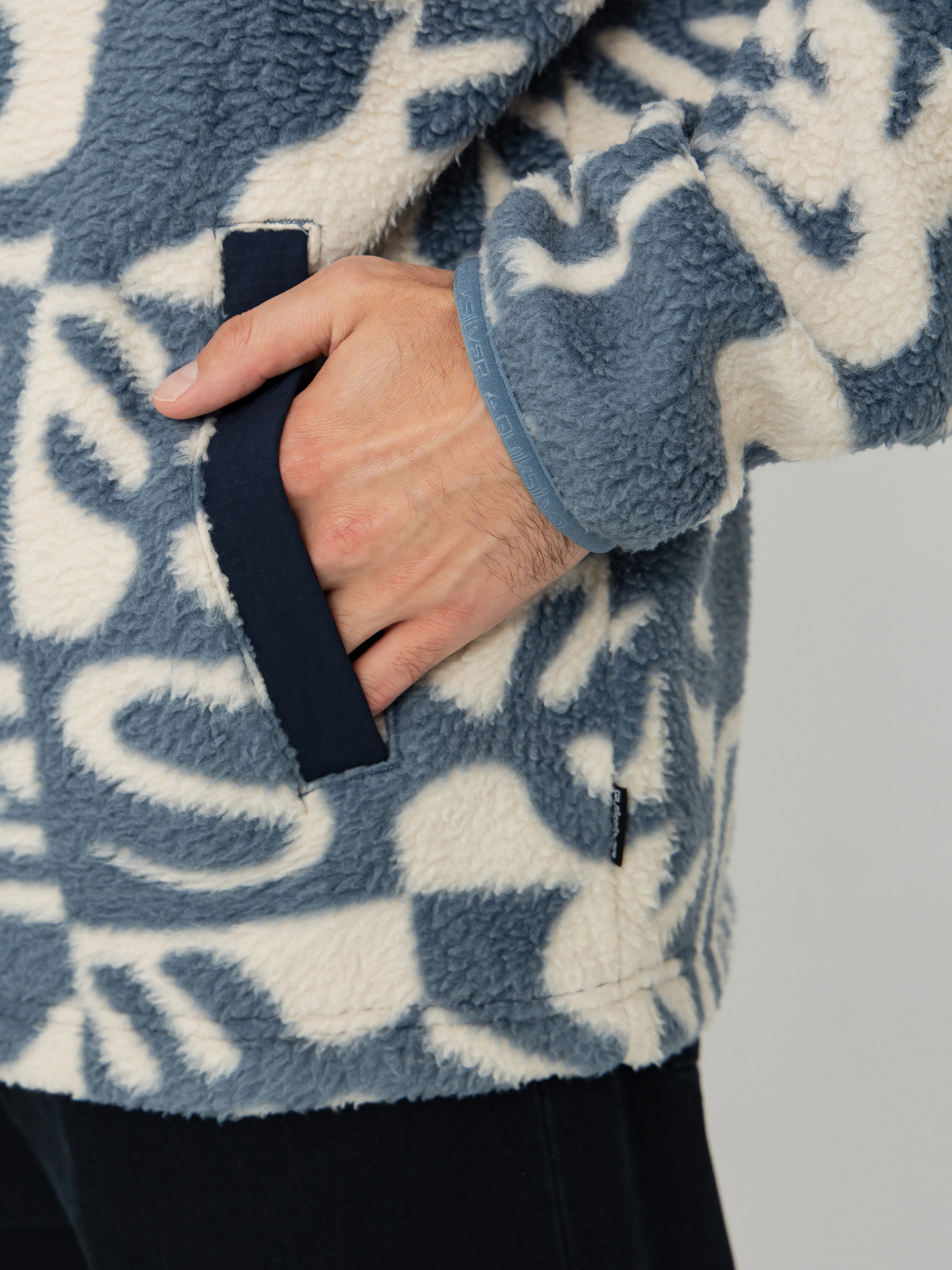 Мъжки Поларени суитшърт Quiksilver Clean Coast FZ (china blue desert checker)