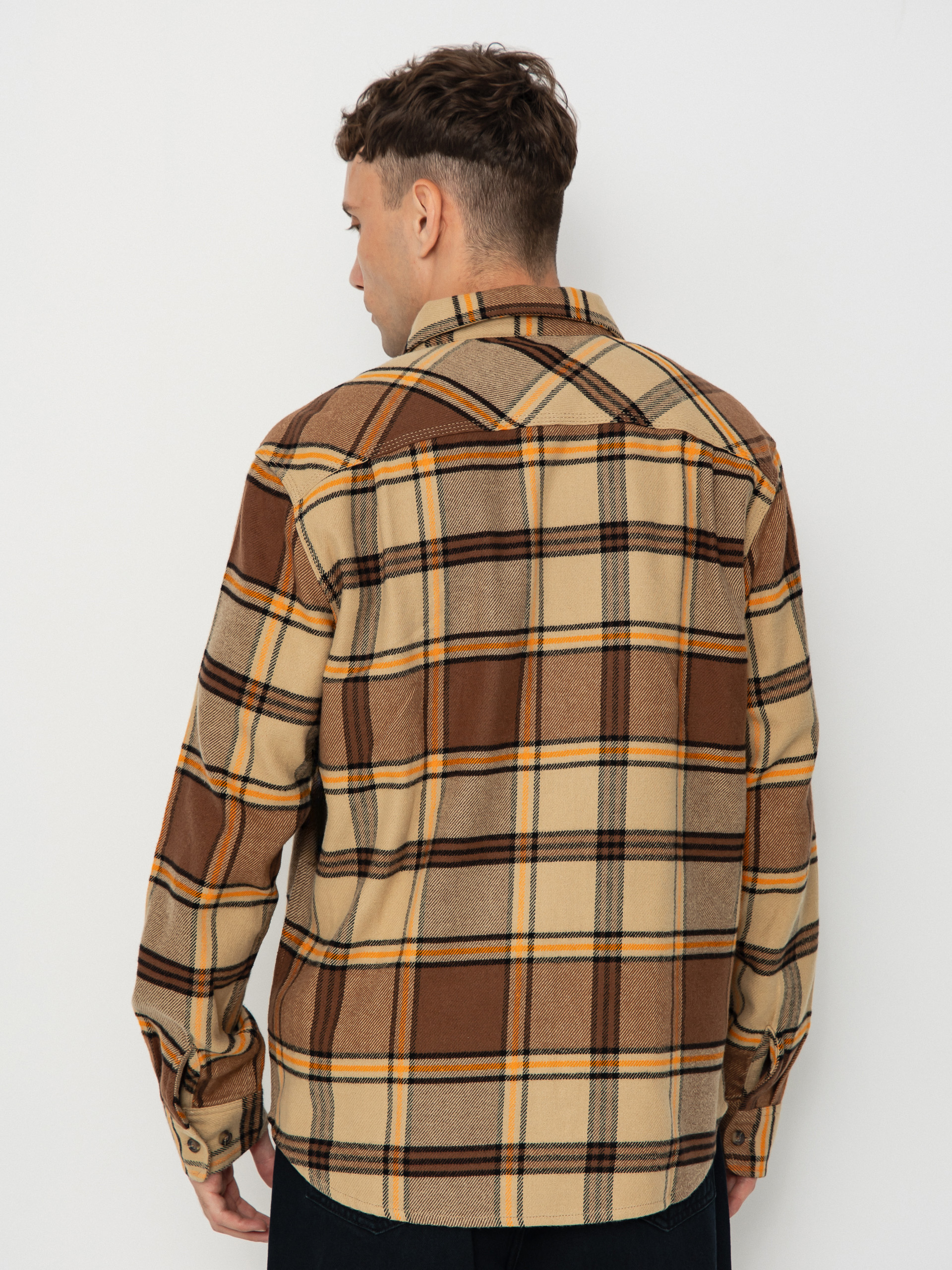 Риза Brixton Bowery Flannel (sand/pinecone/solar orange)
