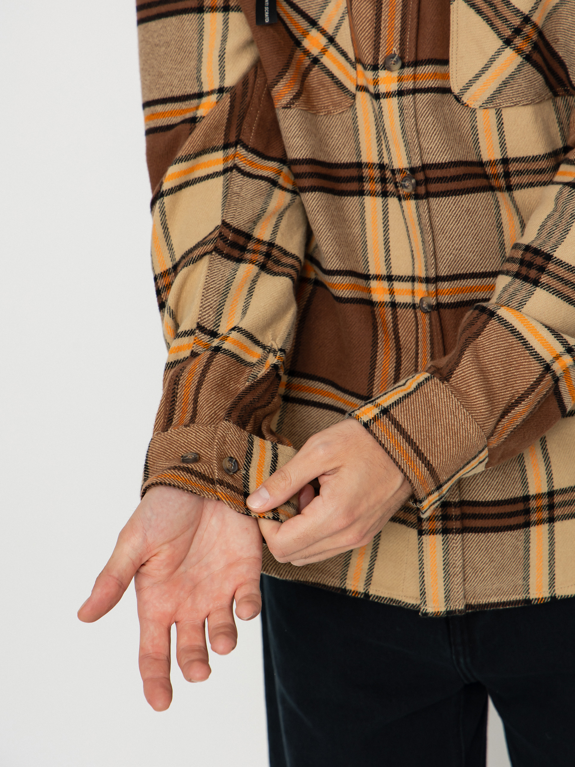 Риза Brixton Bowery Flannel (sand/pinecone/solar orange)