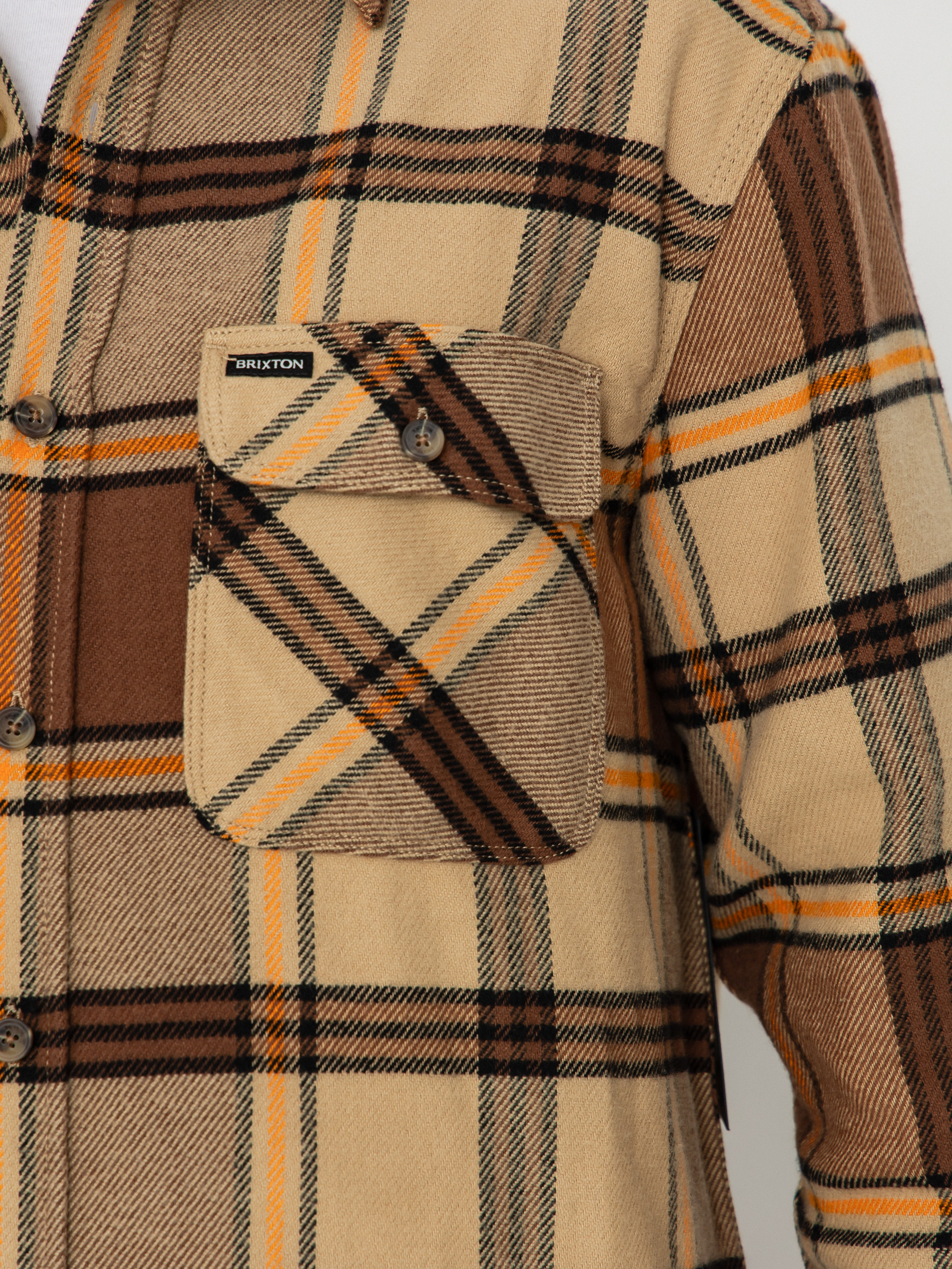 Риза Brixton Bowery Flannel (sand/pinecone/solar orange)