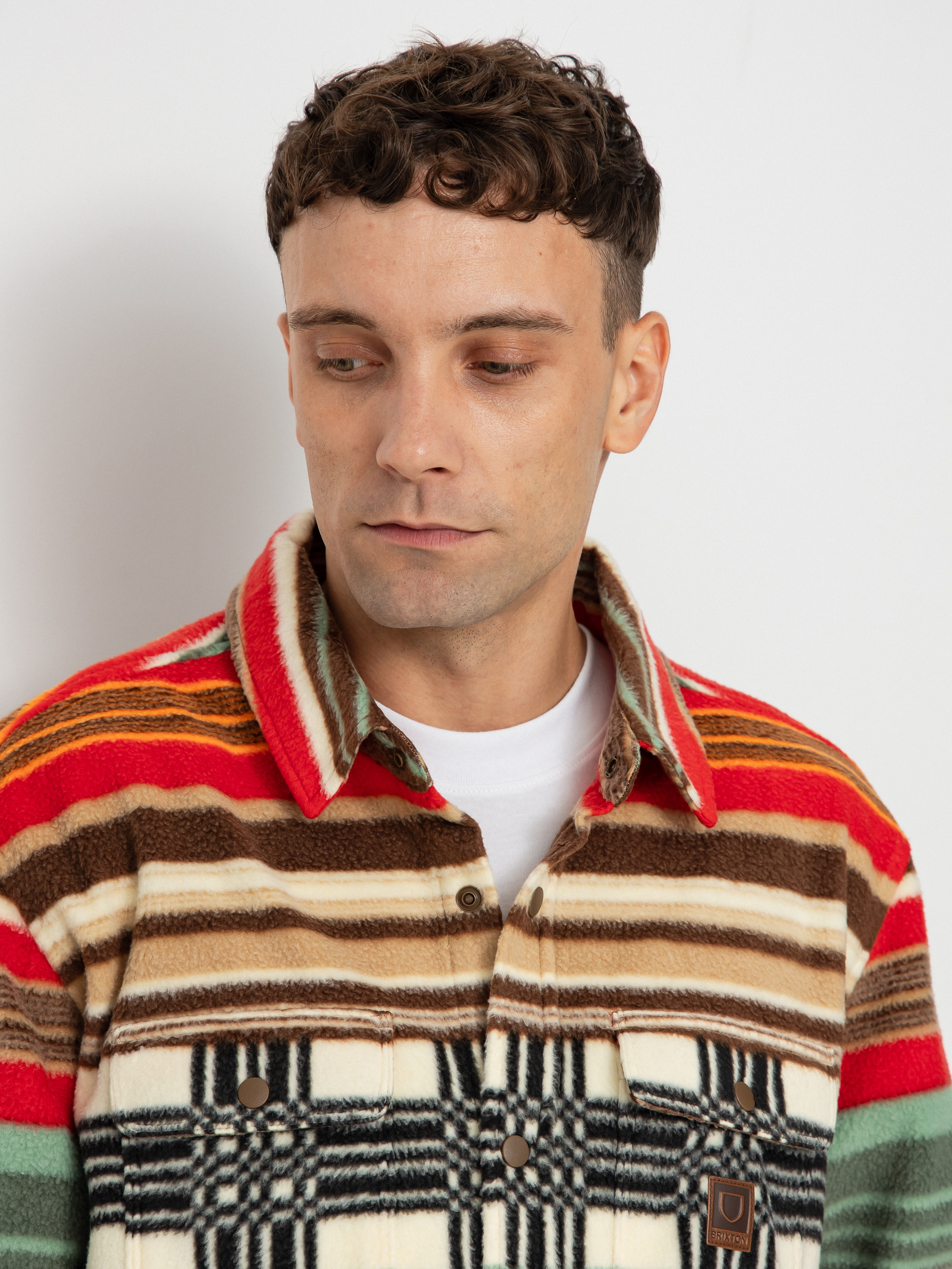 Риза Brixton Bowery Arctic Stretch Flee (multi blanket stripe)