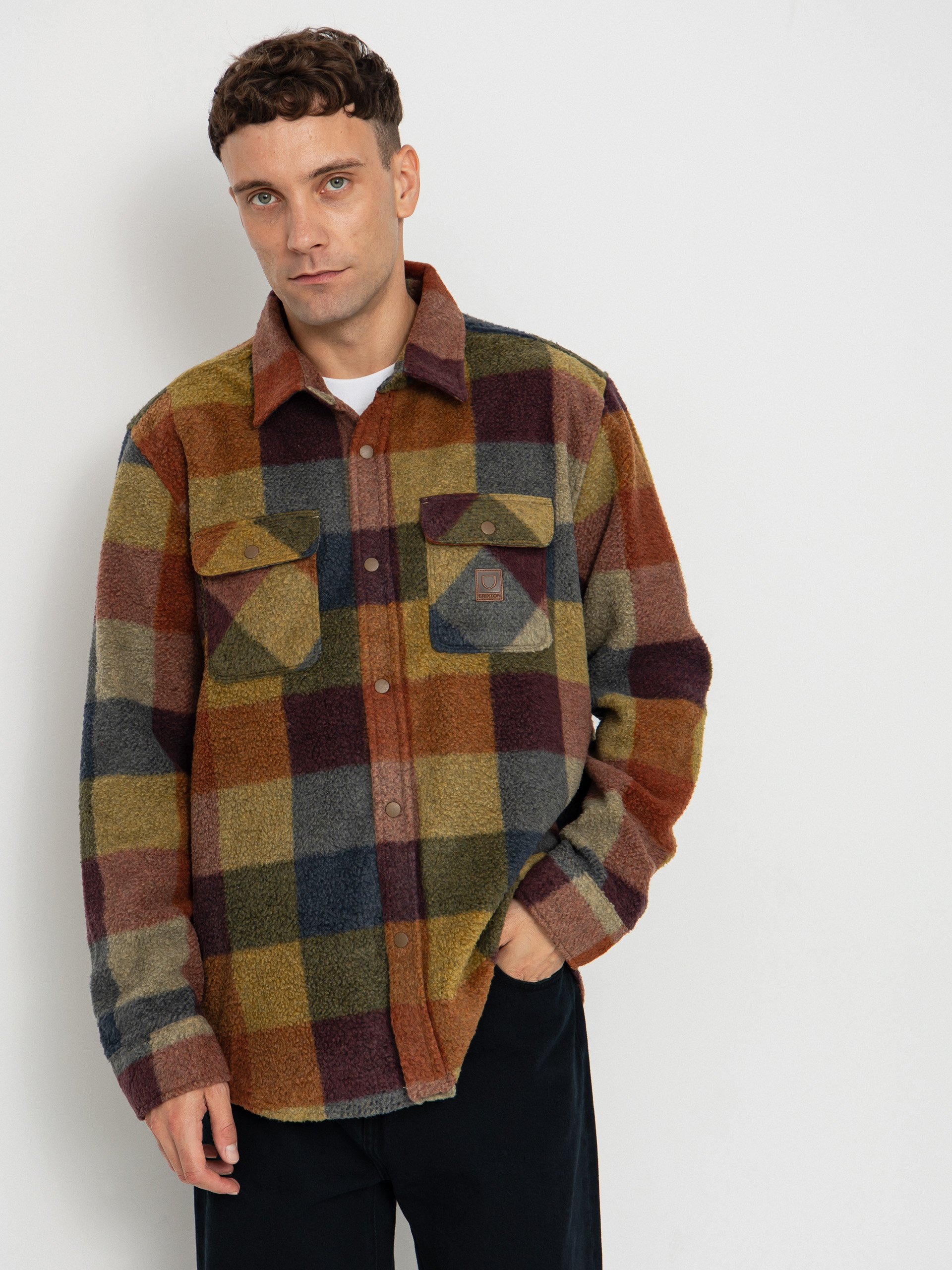 u0420u0438u0437u0430 Brixton Bowery Arctic Stretch Flee (rust/cooper plaid)
