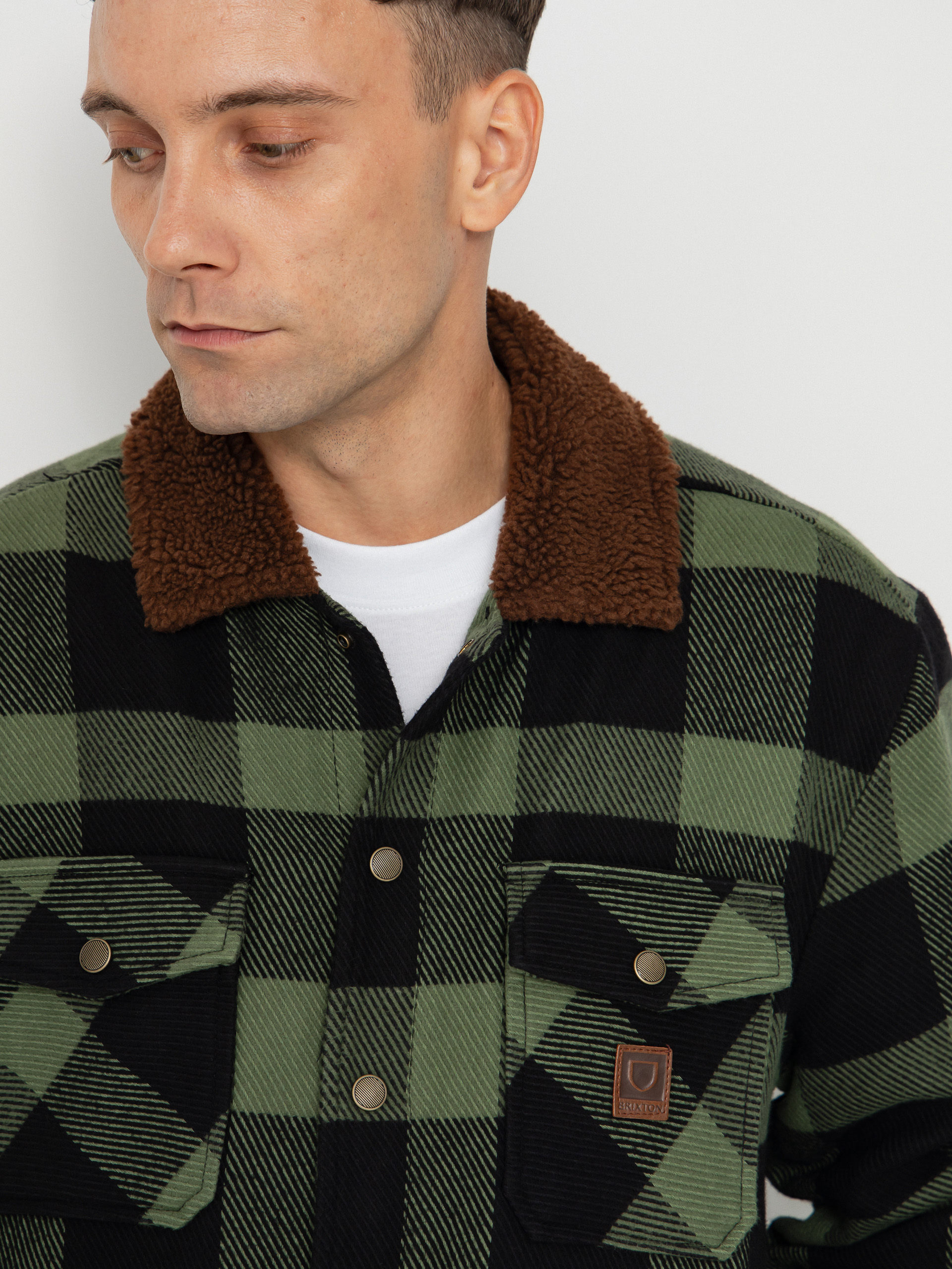 Яке Brixton Durham Lined (black/wild green flannel)