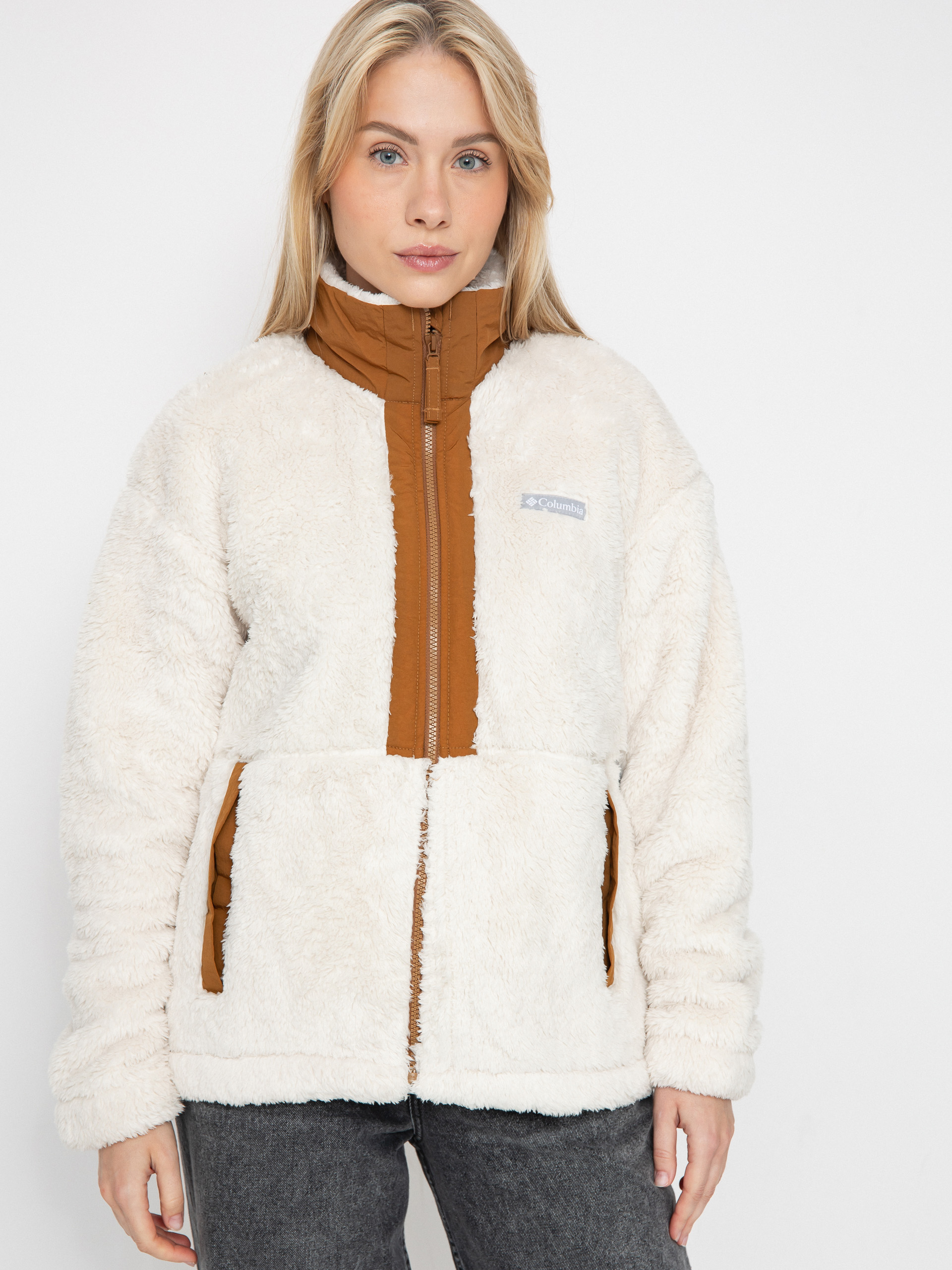 Поларени суитшърт Columbia Boundless Discovery Sherpa Full Zip II Wmn (chalk/camel brown)
