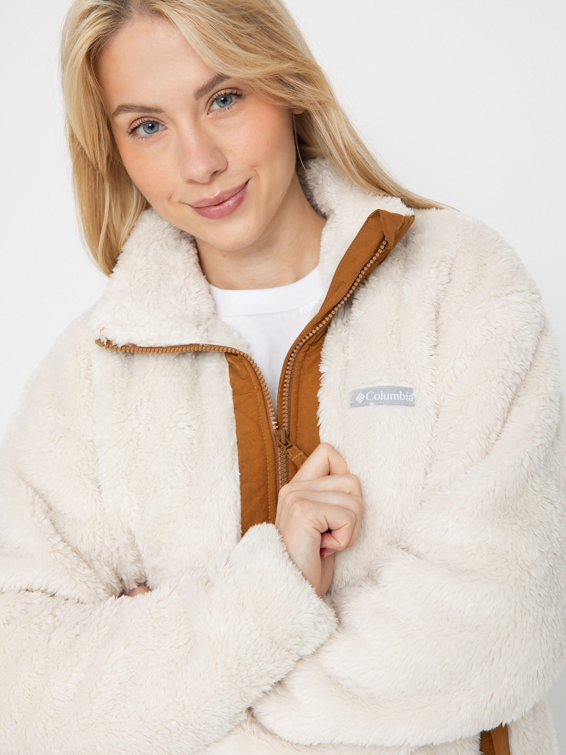 Дамски Поларени суитшърт Columbia Boundless Discovery Sherpa Full Zip II (chalk/camel brown)