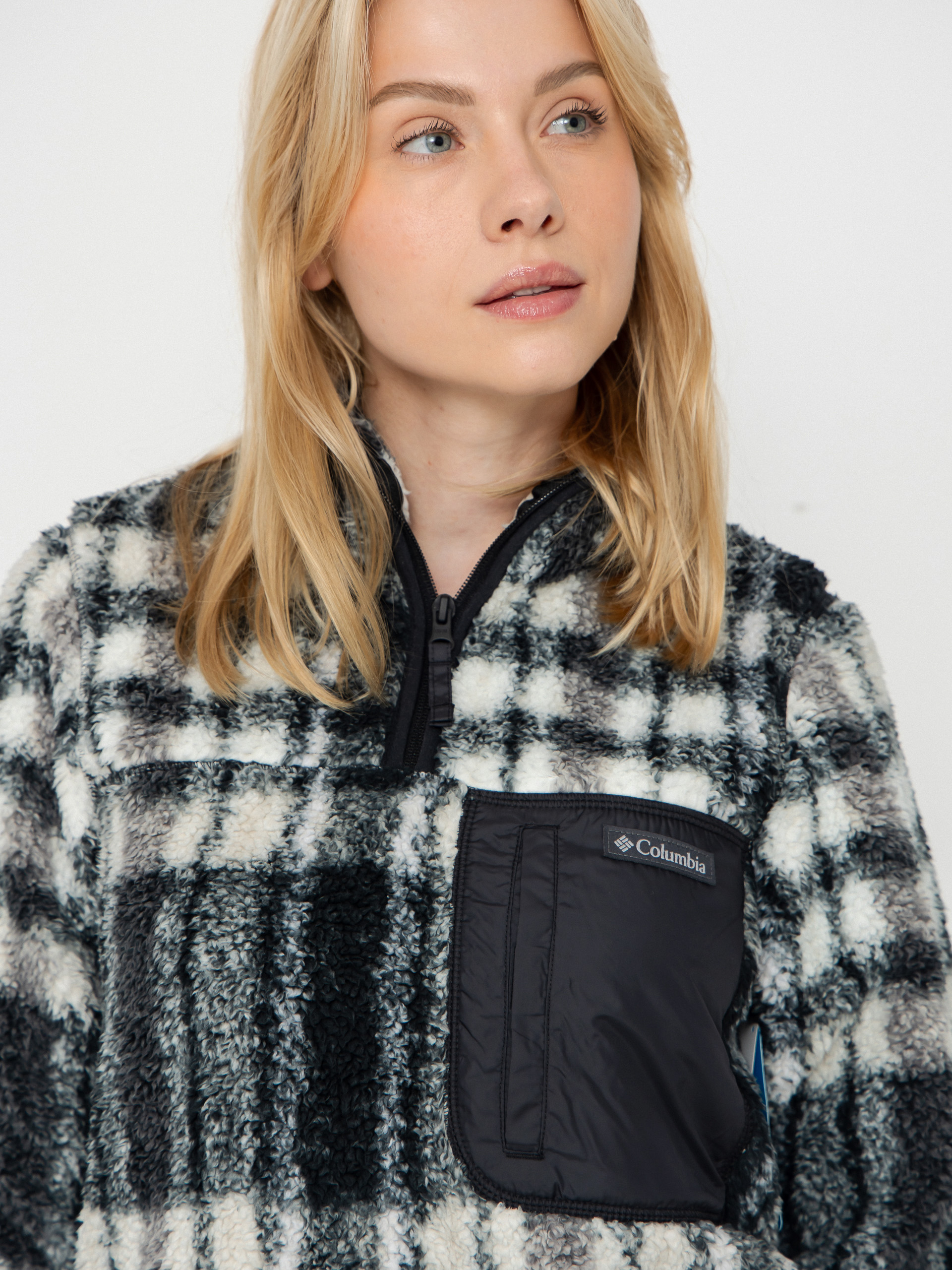 Дамски Поларени суитшърт Columbia West Bend 1/4 Zip II (black herringplaid)