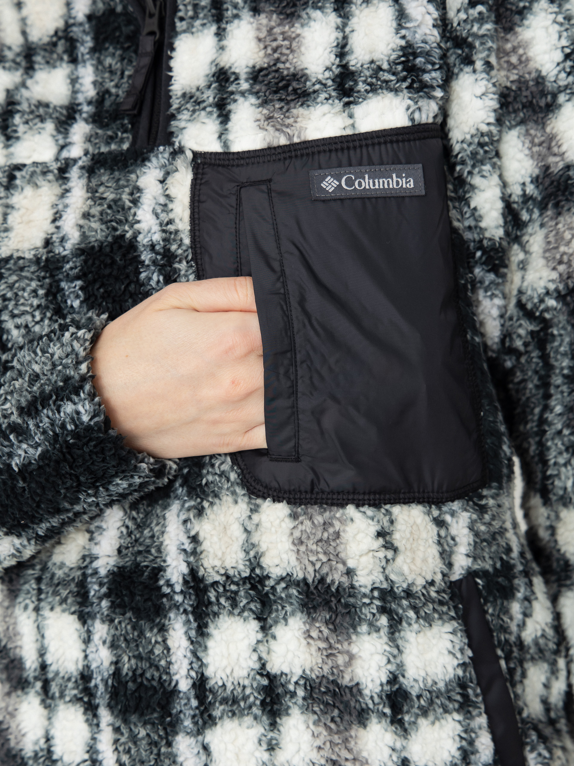 Дамски Поларени суитшърт Columbia West Bend 1/4 Zip II (black herringplaid)