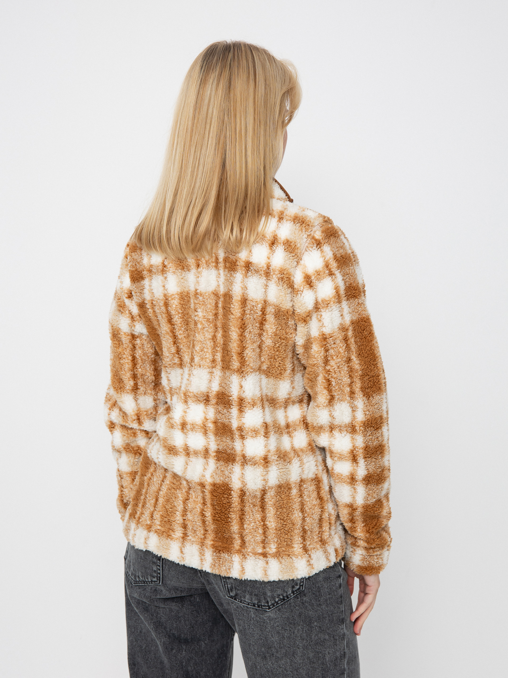 Поларени суитшърт Columbia West Bend 1/4 Zip II Wmn (camel brown herringplaid)