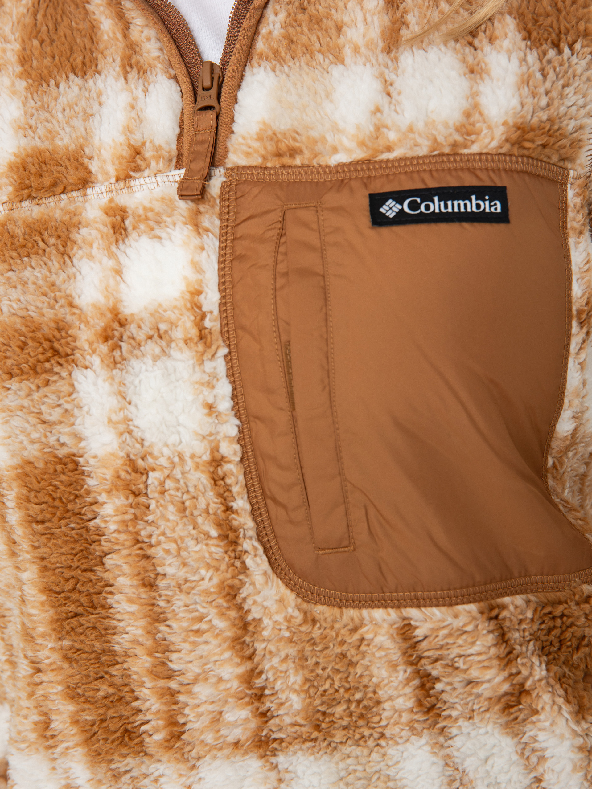 Дамски Поларени суитшърт Columbia West Bend 1/4 Zip II (camel brown herringplaid)