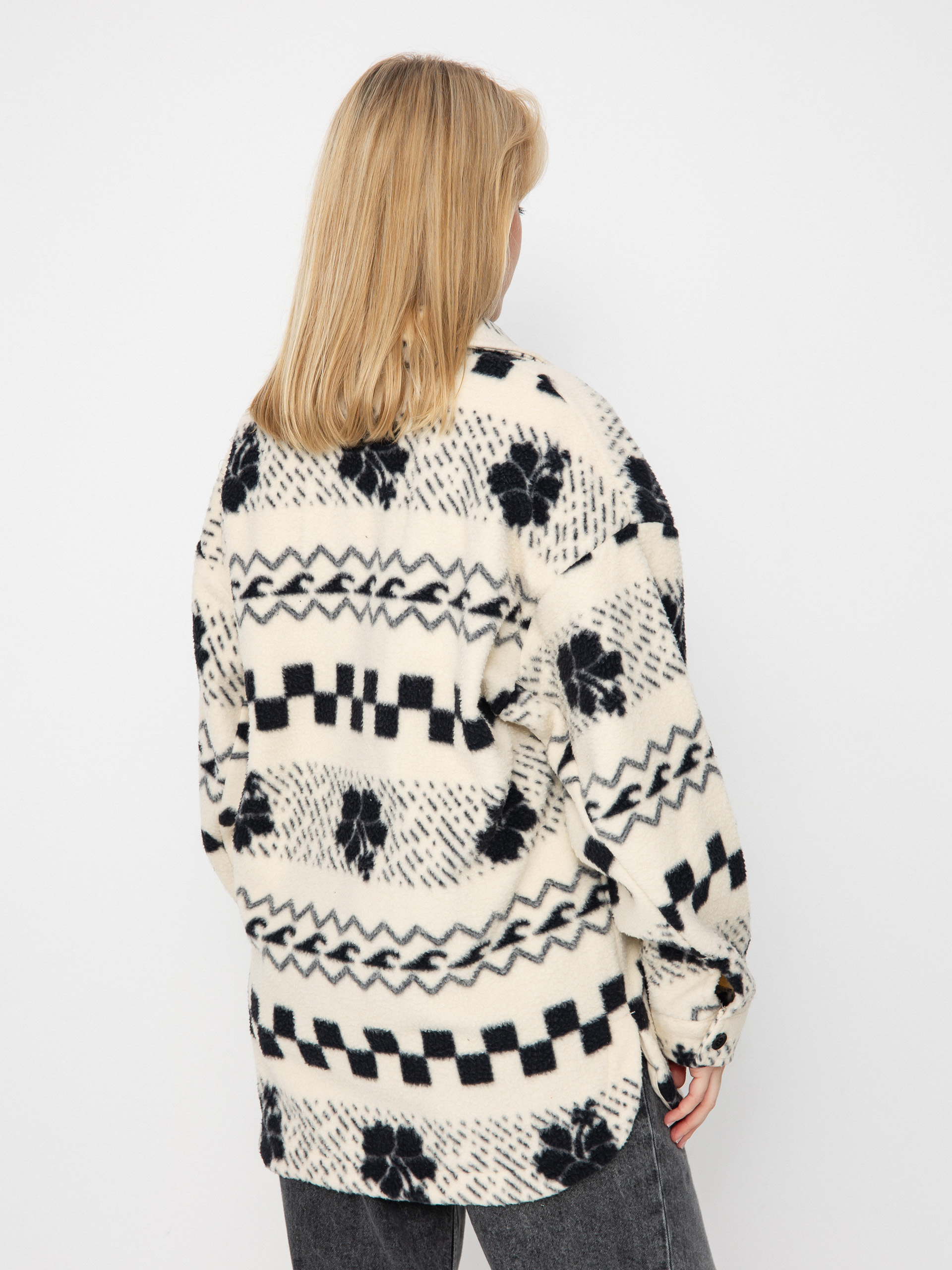 Дамски Поларени суитшърт Roxy Morning Crush Shacket (parchment morning crush)