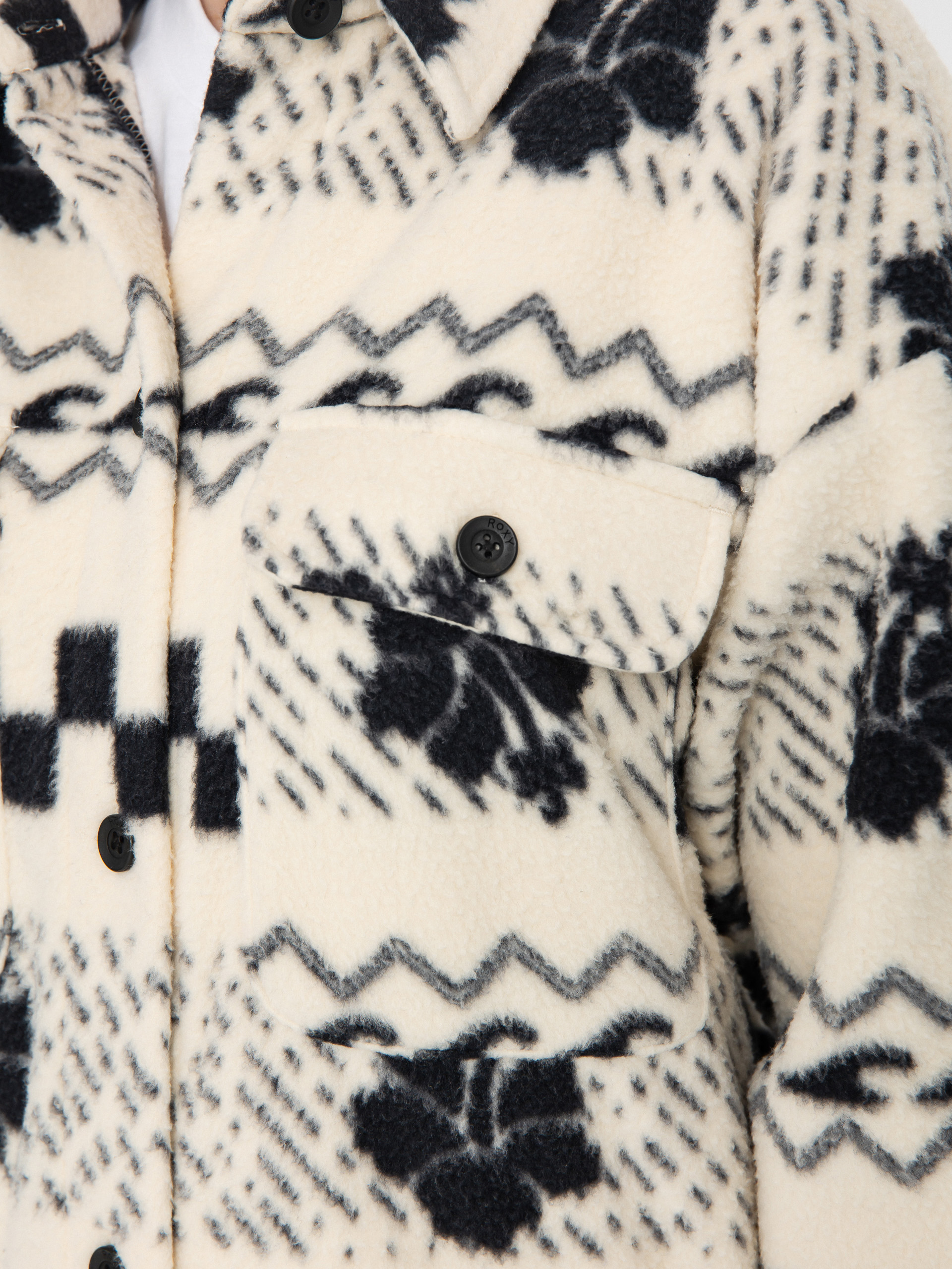 Дамски Поларени суитшърт Roxy Morning Crush Shacket (parchment morning crush)