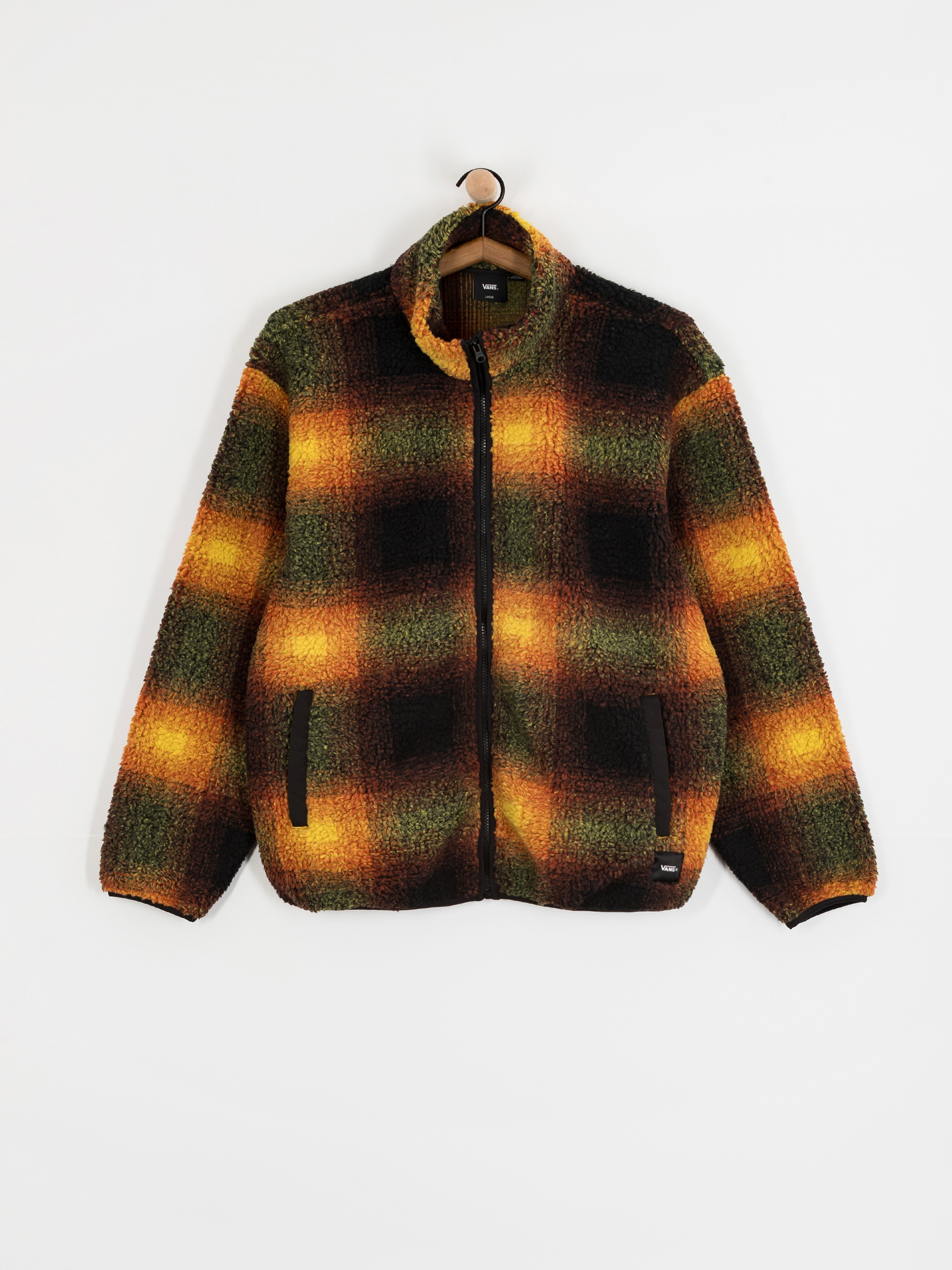 Мъжки Поларени суитшърт Vans Heights Sherpa Full Zip (black/herritage mustard)