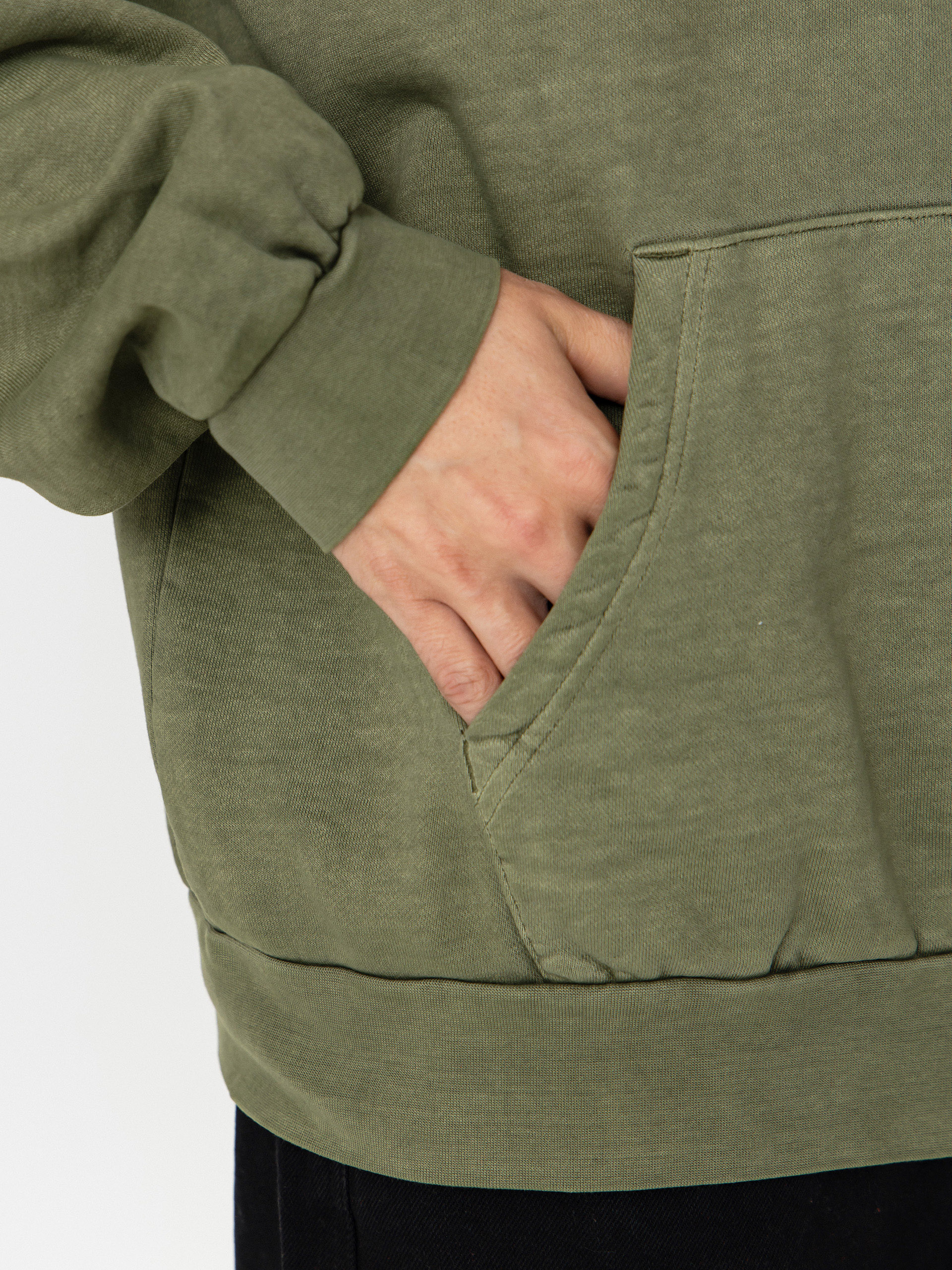 Суитшърт с качулка OBEY Lowercase Pigment HD (pigment deep lichen green)