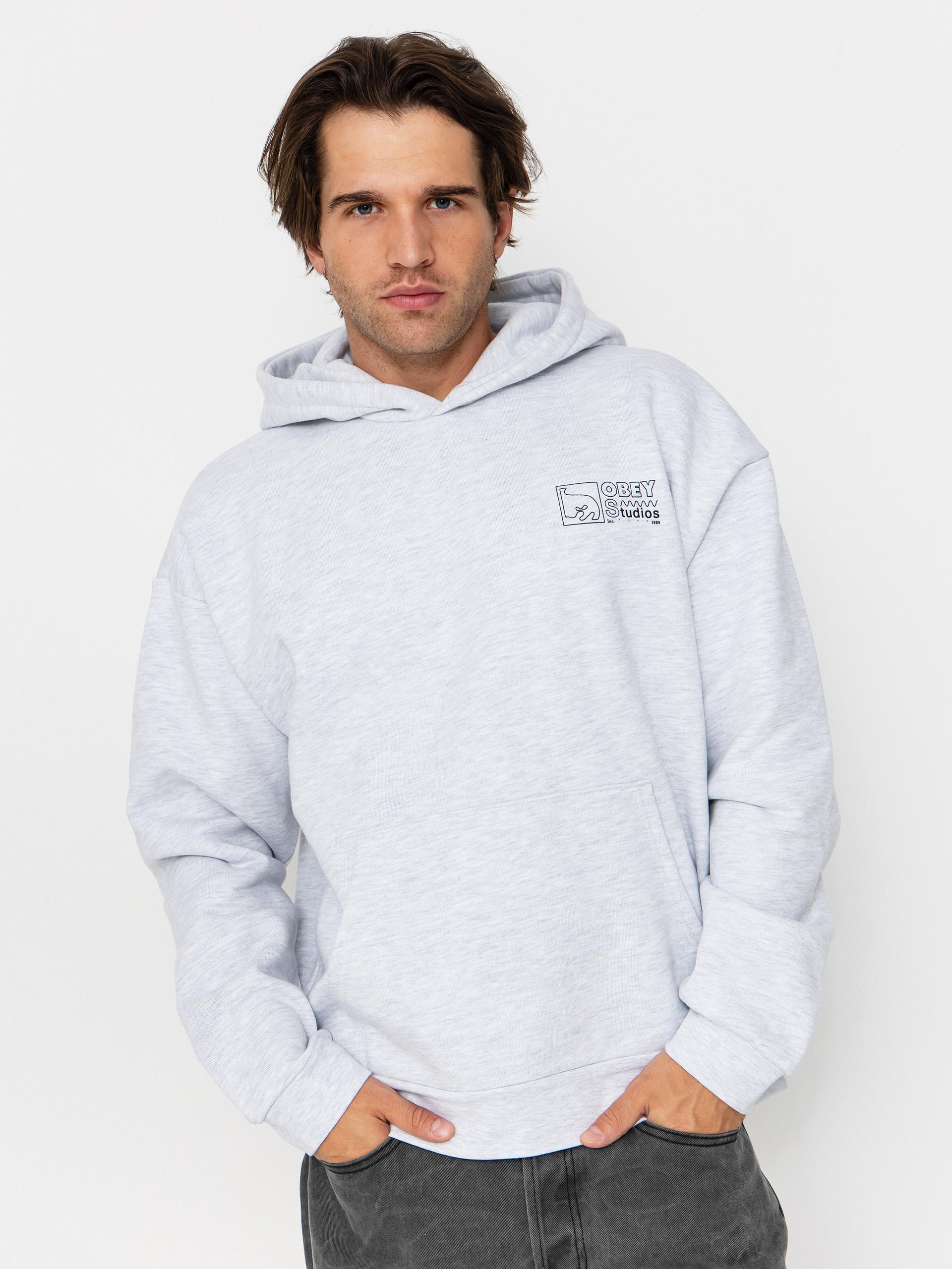 Суитшърт с качулка OBEY Nico Extra Heavy HD (ash grey)