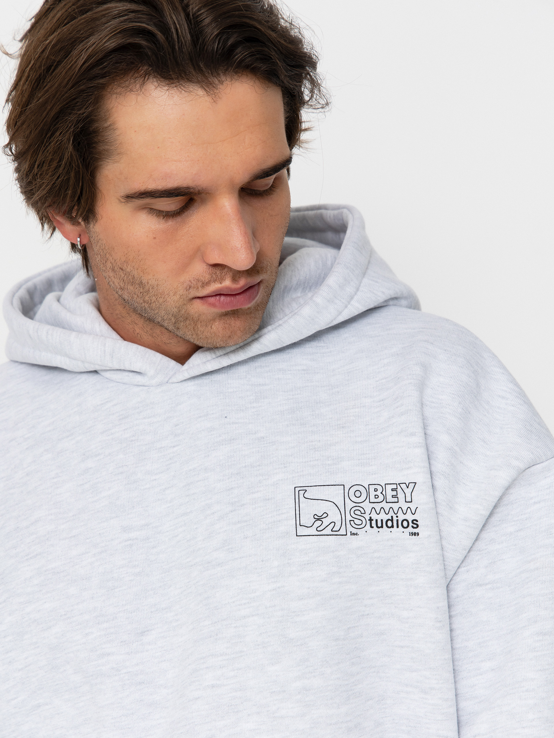 Суитшърт с качулка OBEY Nico Extra Heavy HD (ash grey)