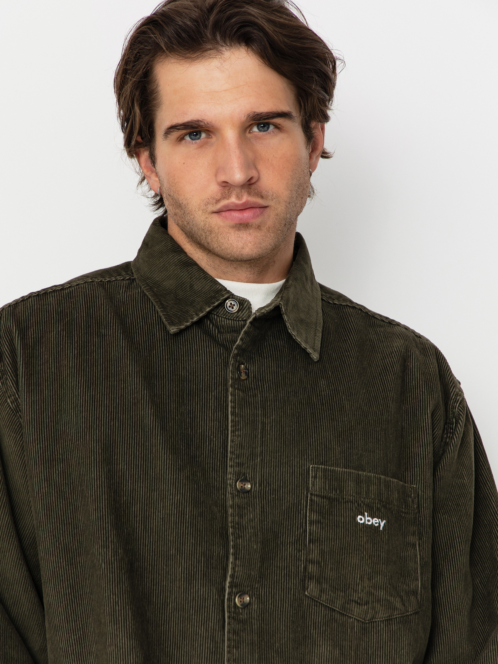 Риза OBEY Buckley Corduroy Woven (black olive faded wash)