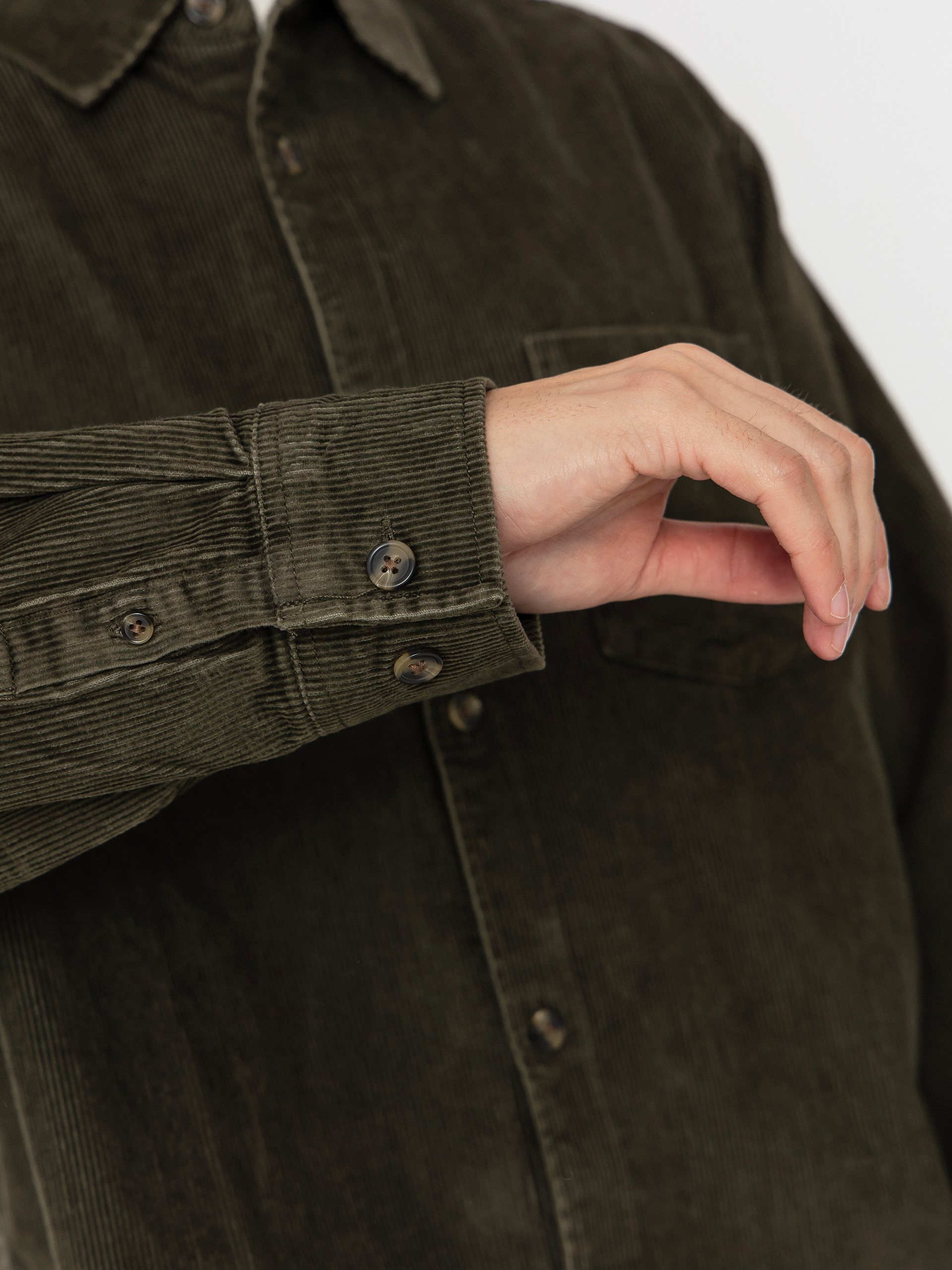 Риза OBEY Buckley Corduroy Woven (black olive faded wash)