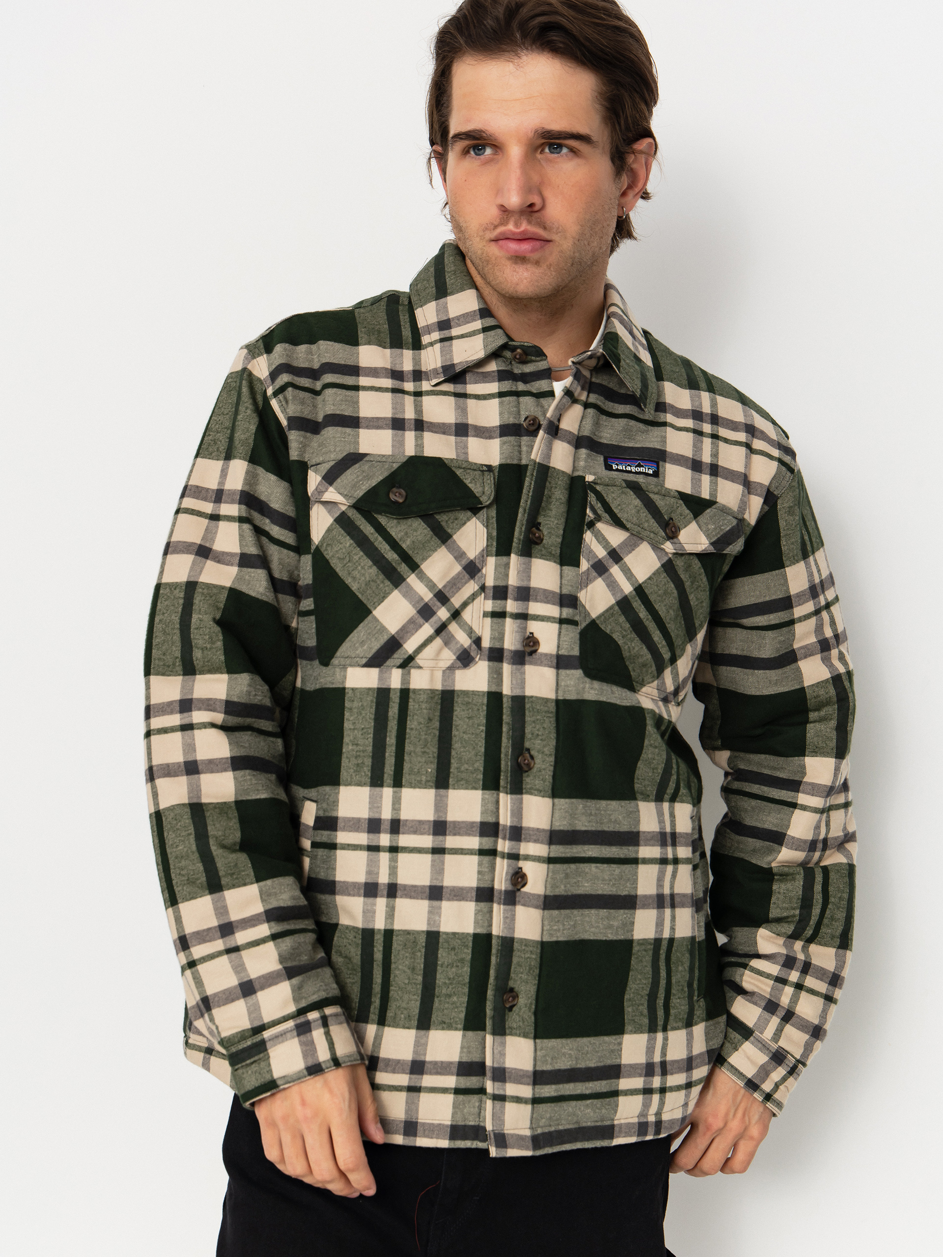 Риза Patagonia LW Insulated Fjord Flannel (ashore old growth green)