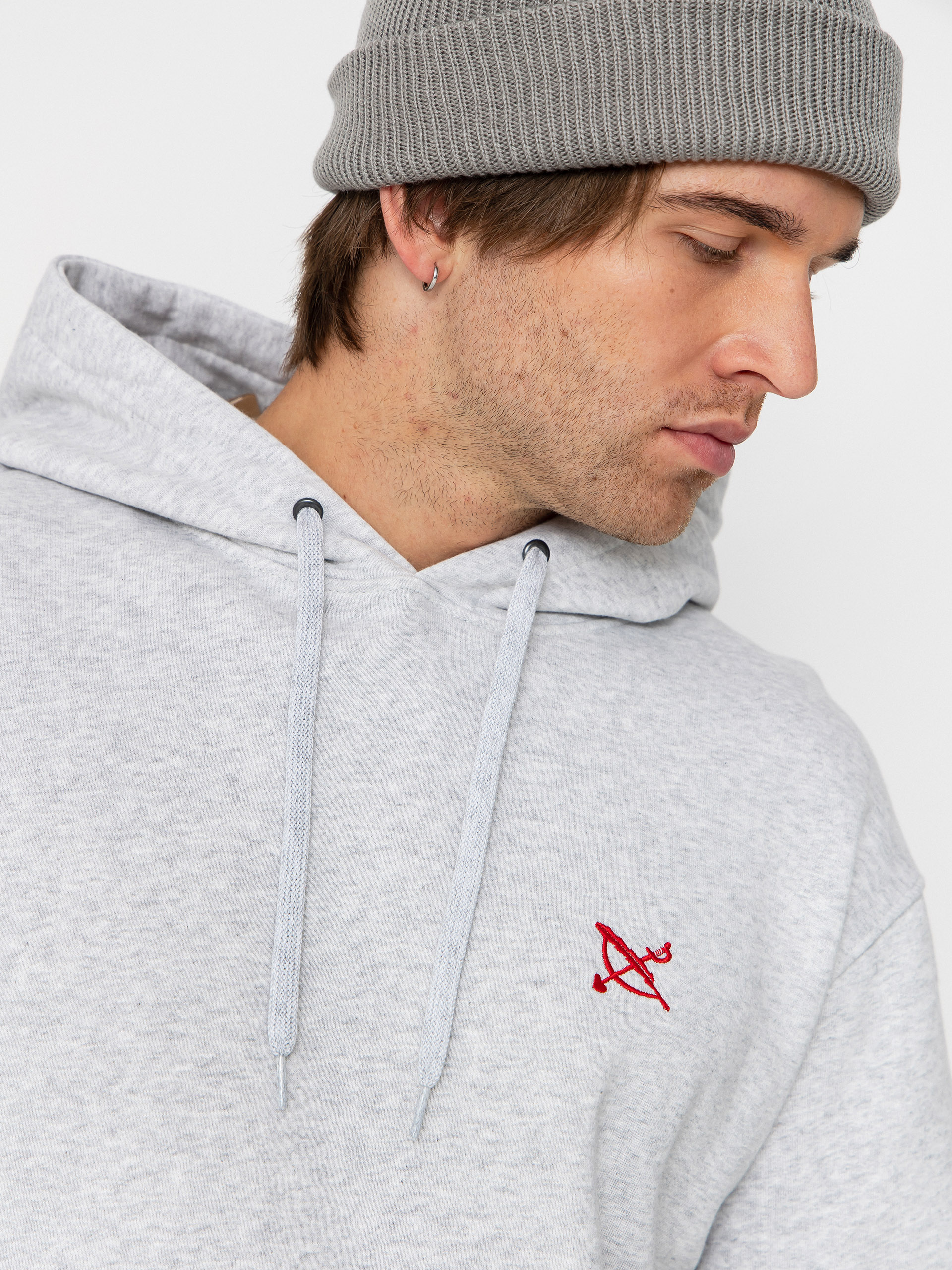 Суитшърт с качулка Iriedaily No Love HD (ash heather)