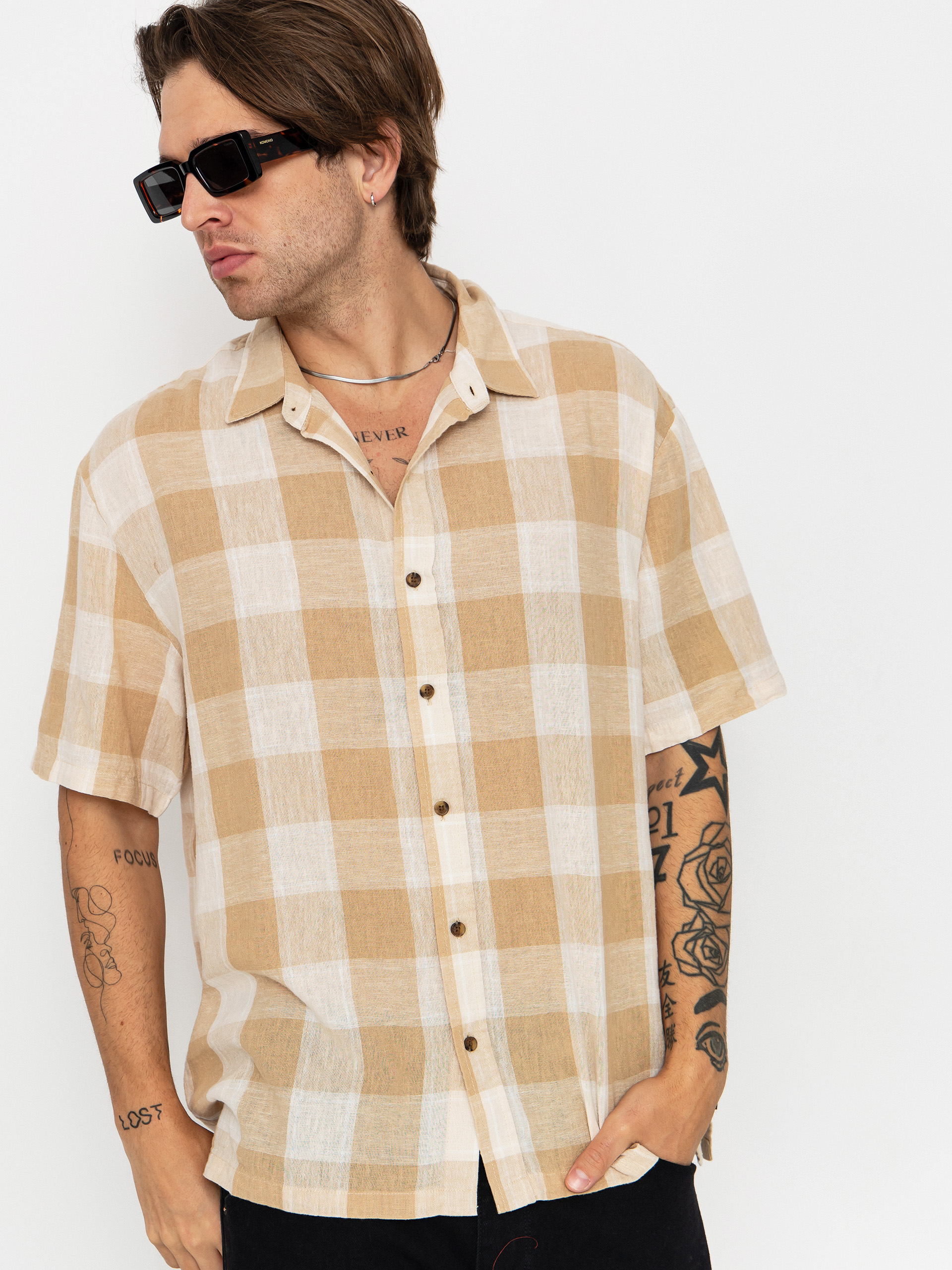 Риза Brixton Cru Linen Blend Wvn (off white/sand)