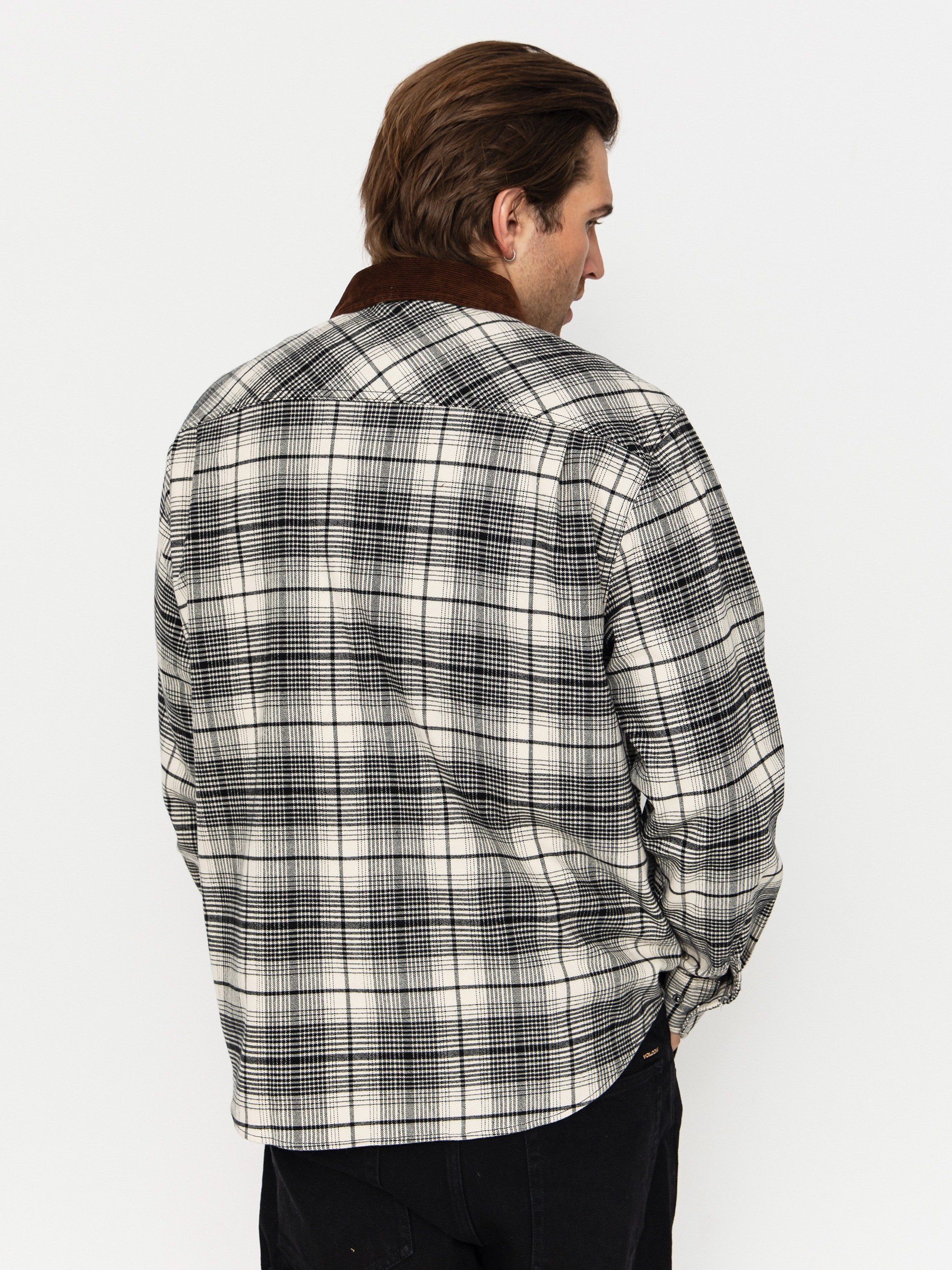 Риза Brixton Builders Bowery Perf Flannel (off white/black)