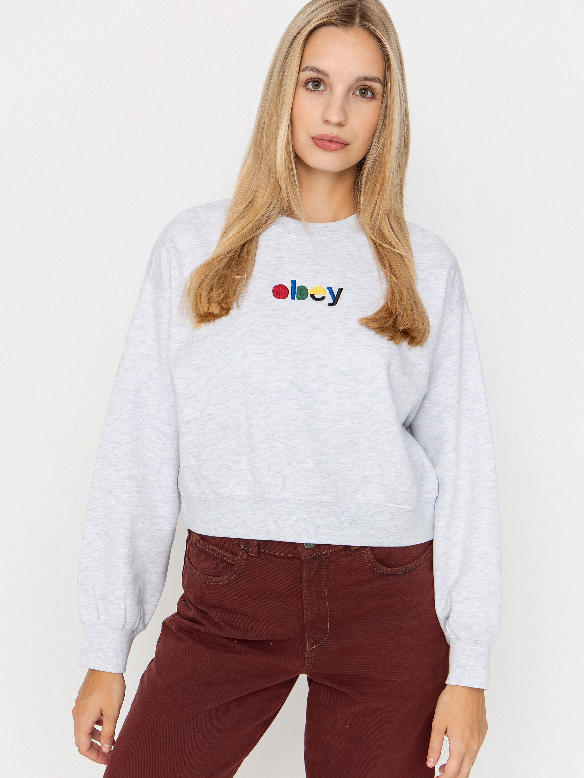 Суитшърт OBEY Blocks Cropped Crew Wmn