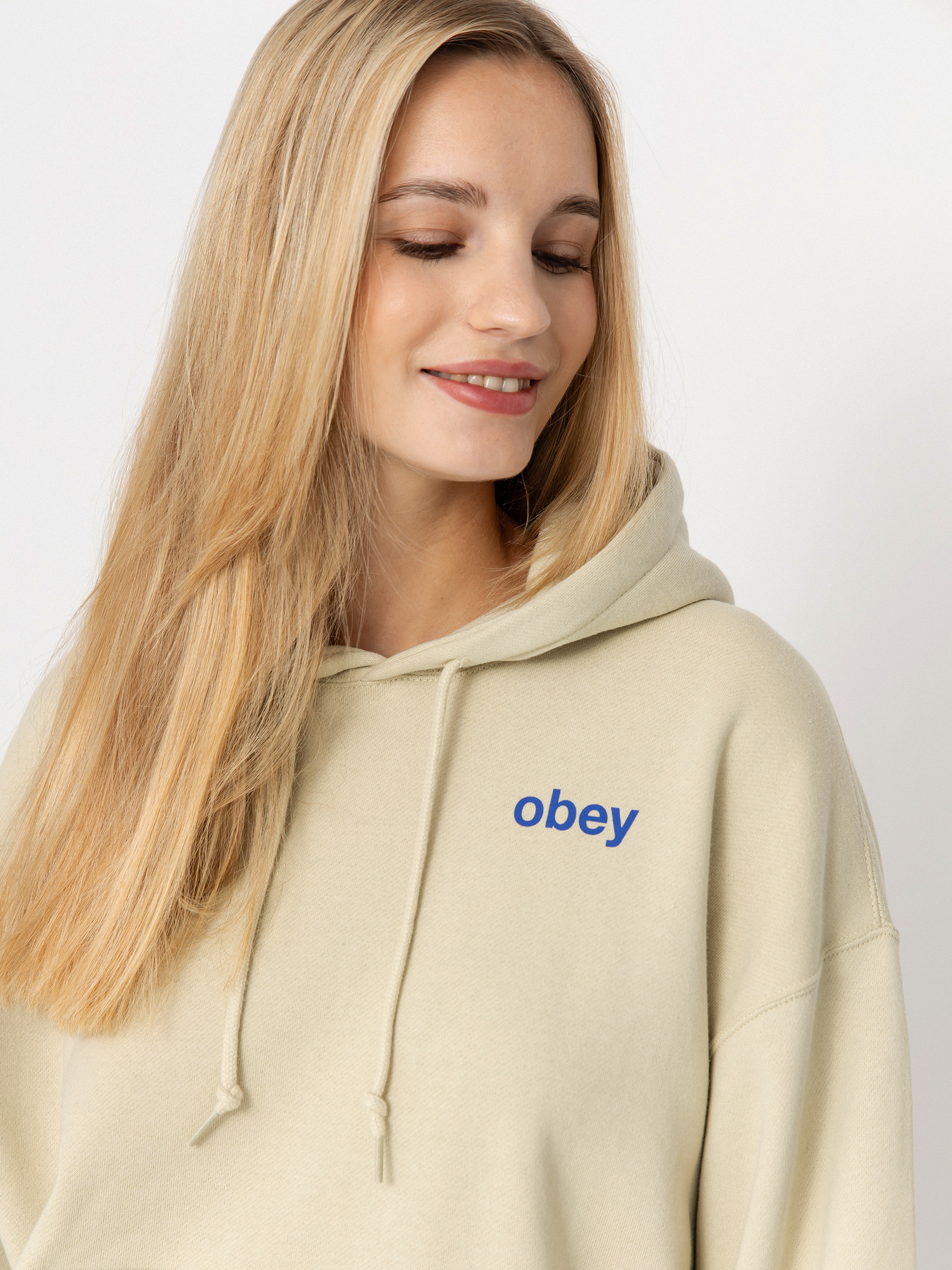 Суитшърт с качулка OBEY Time Baggy Relaxed HD Wmn (sand)