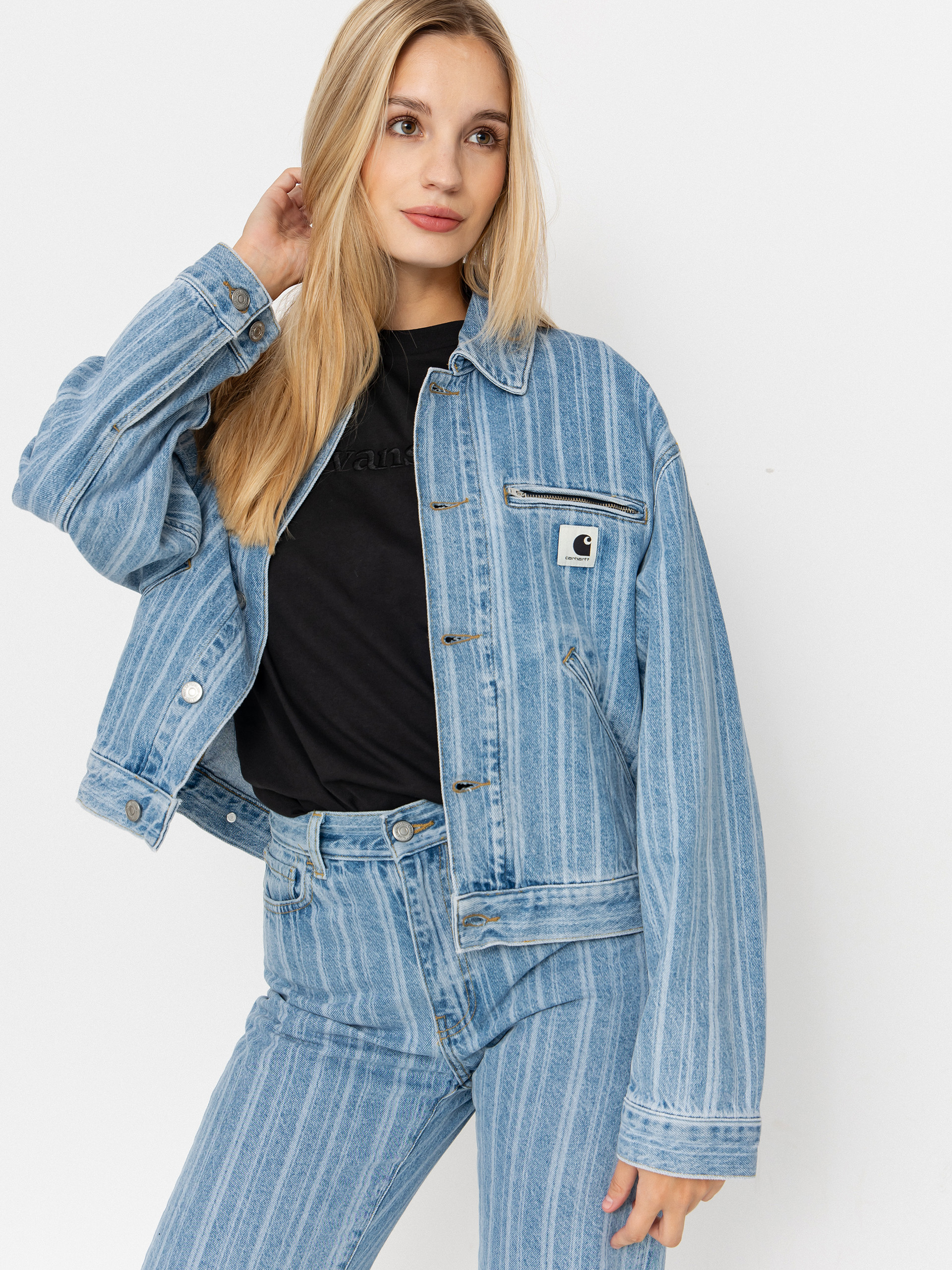 Панталони Carhartt WIP Rylan Wmn (rylan stripe/blue/stone bleached)