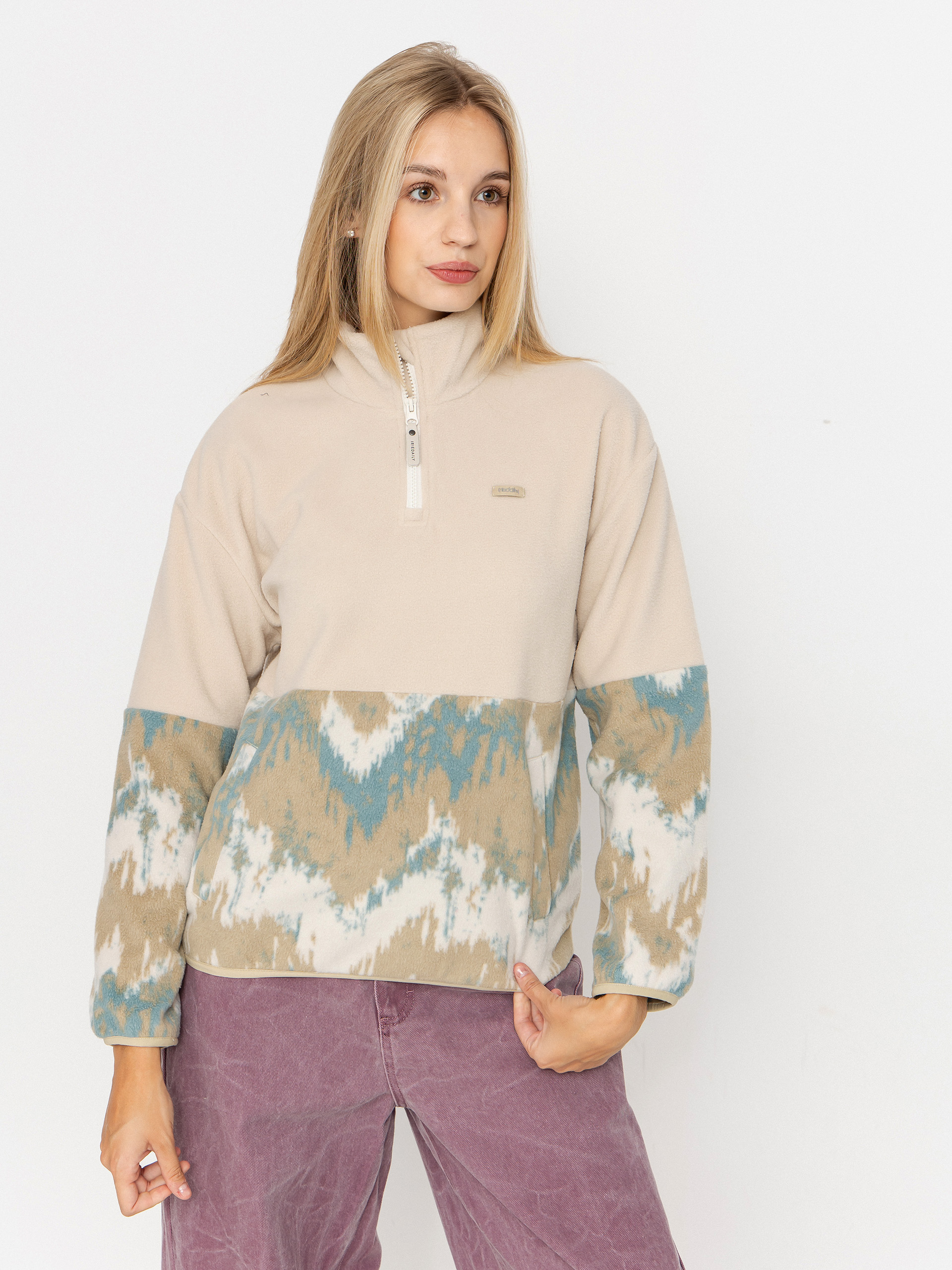 Поларени суитшърт Iriedaily Half Indi Troyer Wmn (khaki grey)