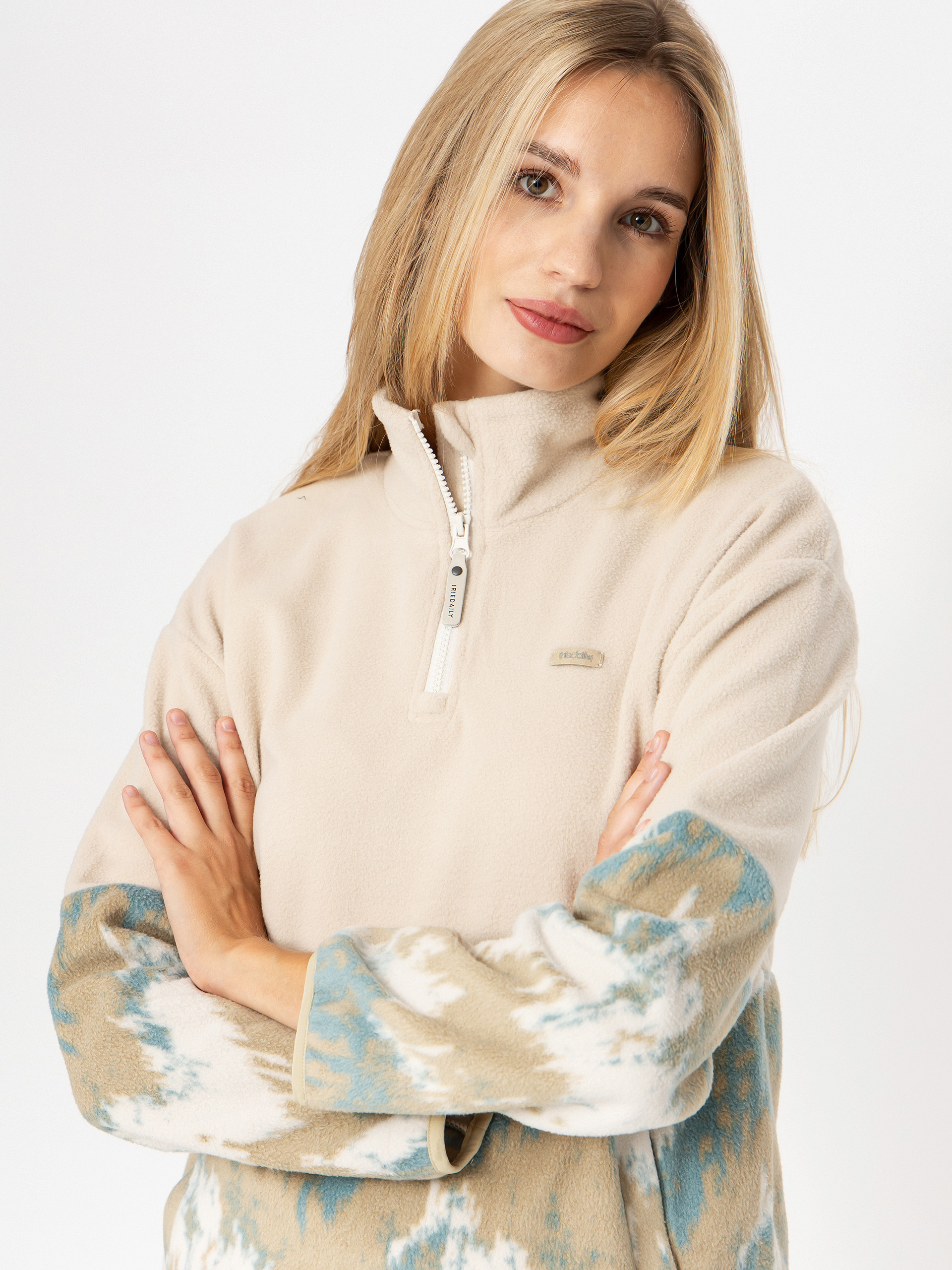 Дамски Поларени суитшърт Iriedaily Half Indi Troyer (khaki grey)