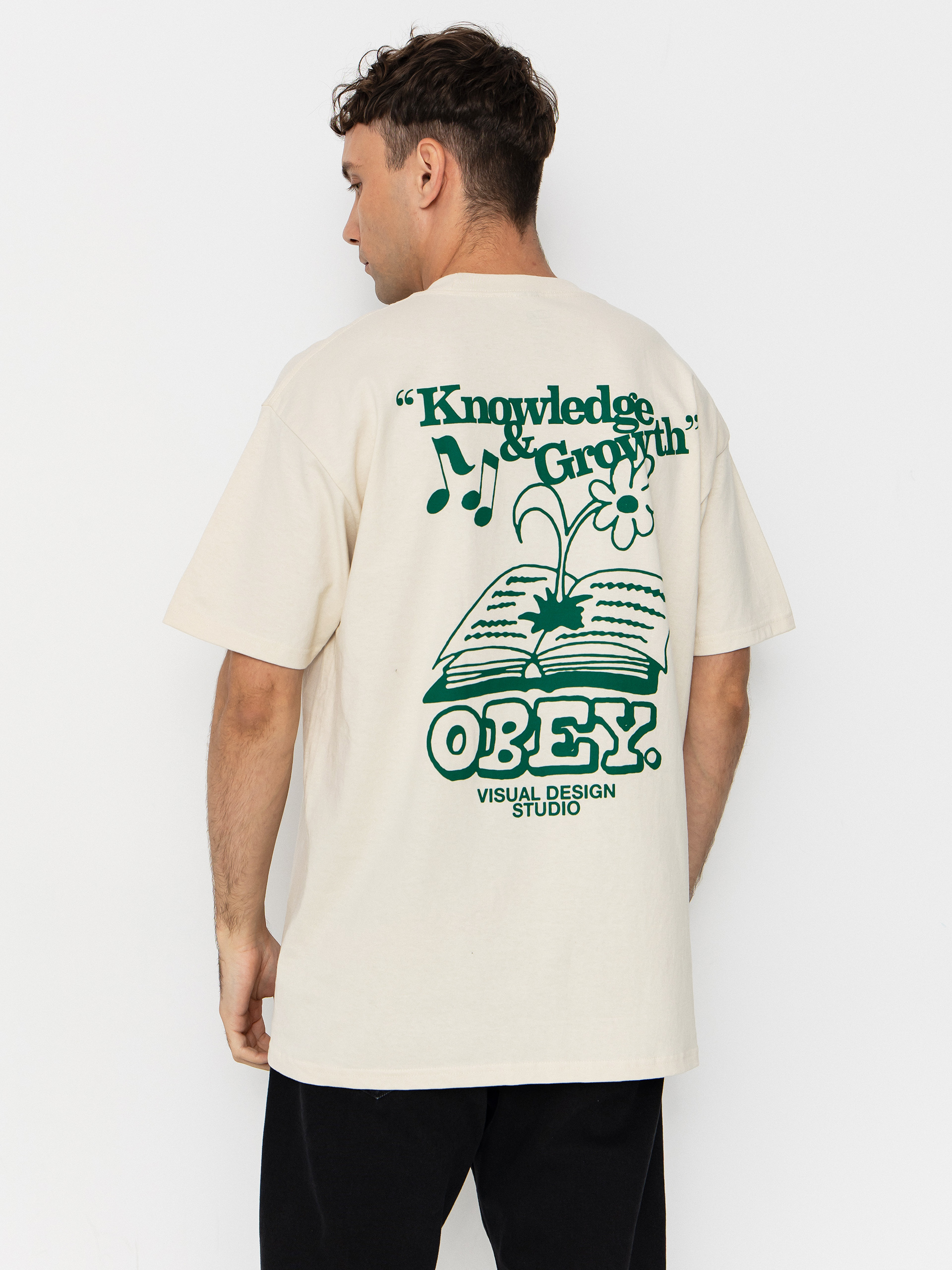 Тениска OBEY Obey Knowledge & Growth (cream)