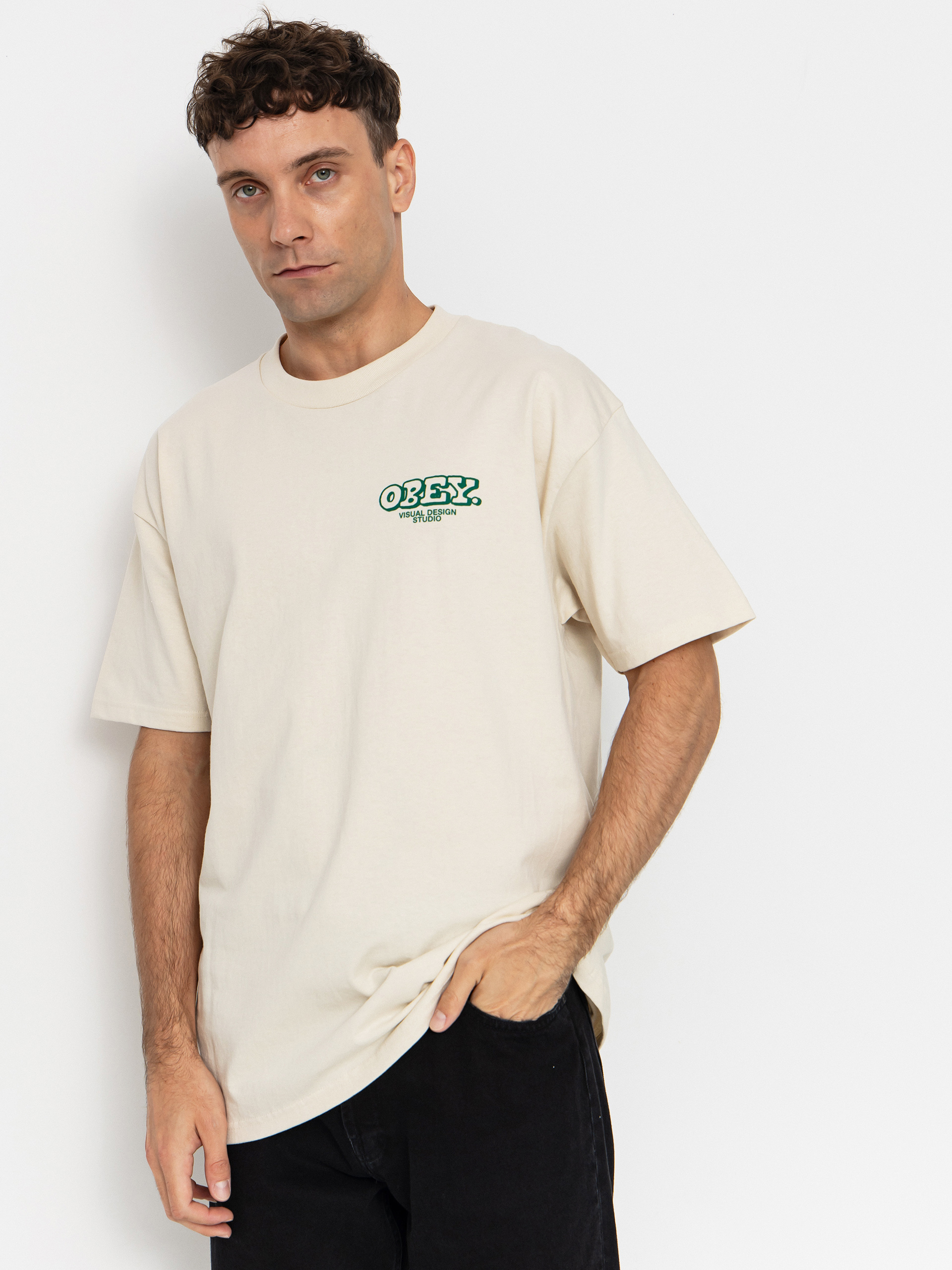 Тениска OBEY Obey Knowledge & Growth (cream)