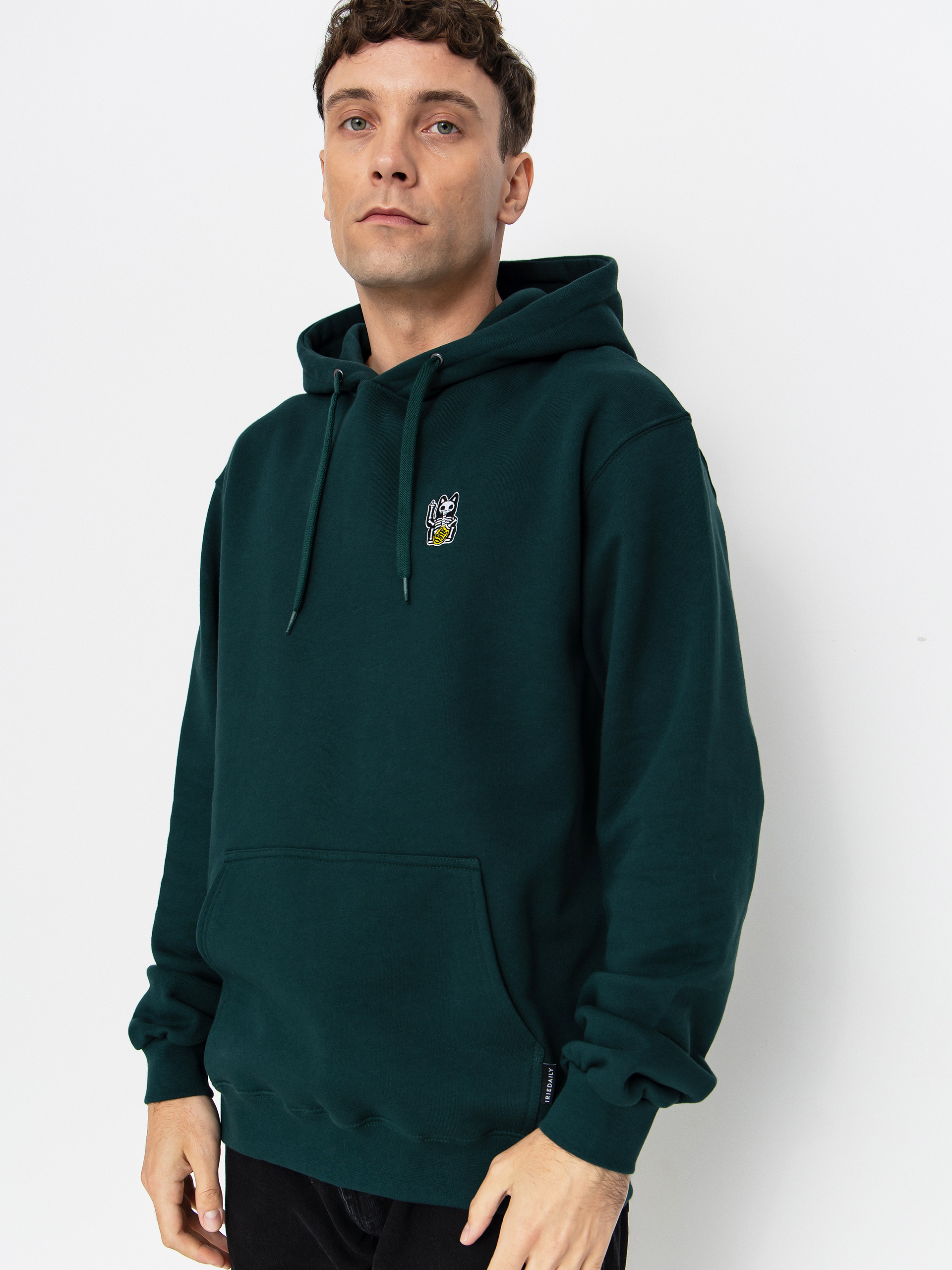 Суитшърт с качулка Iriedaily Bone Cat HD (nightforest)