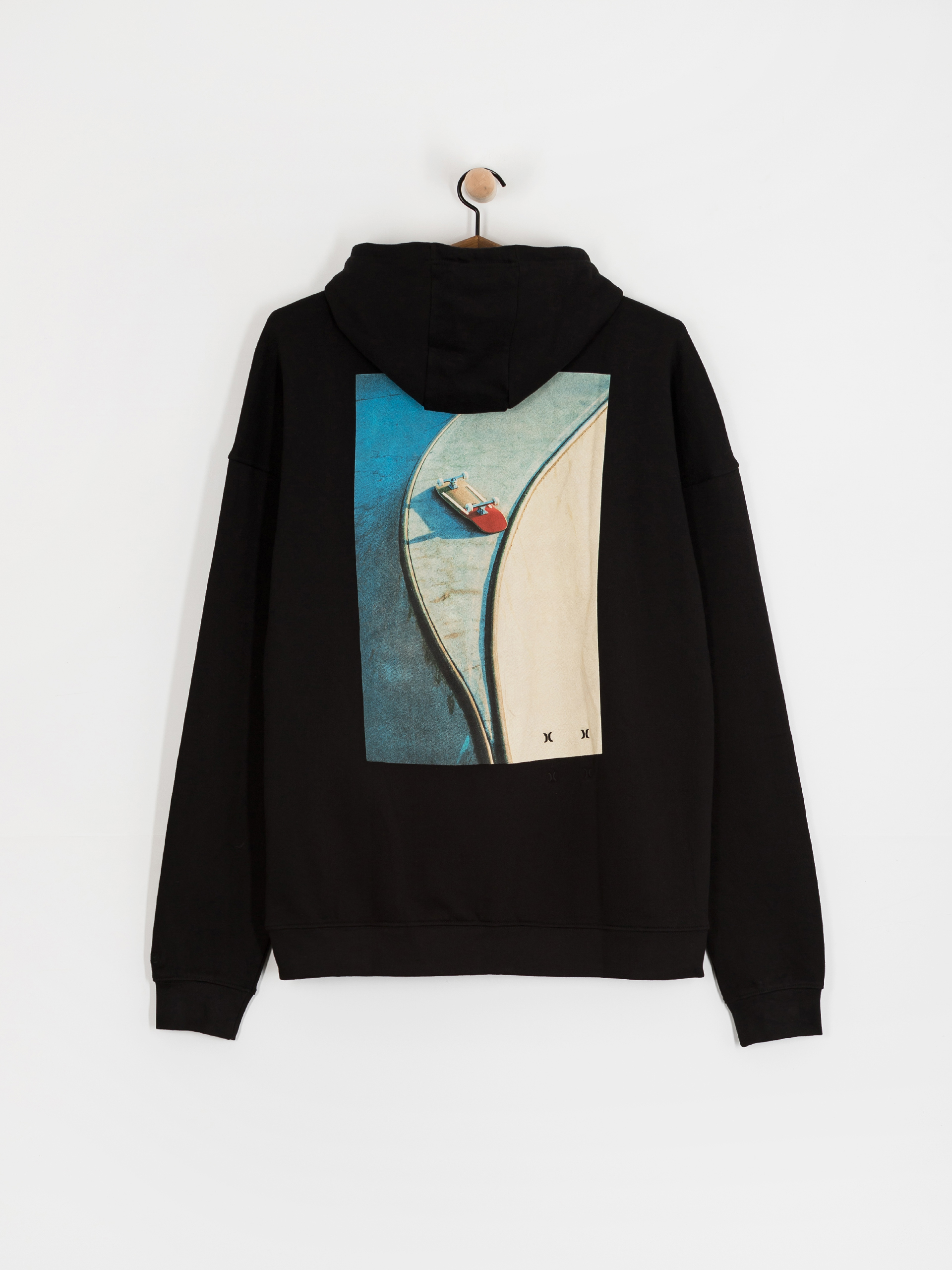 Суитшърт с качулка Hurley Bcnk8 Washed HD (black)