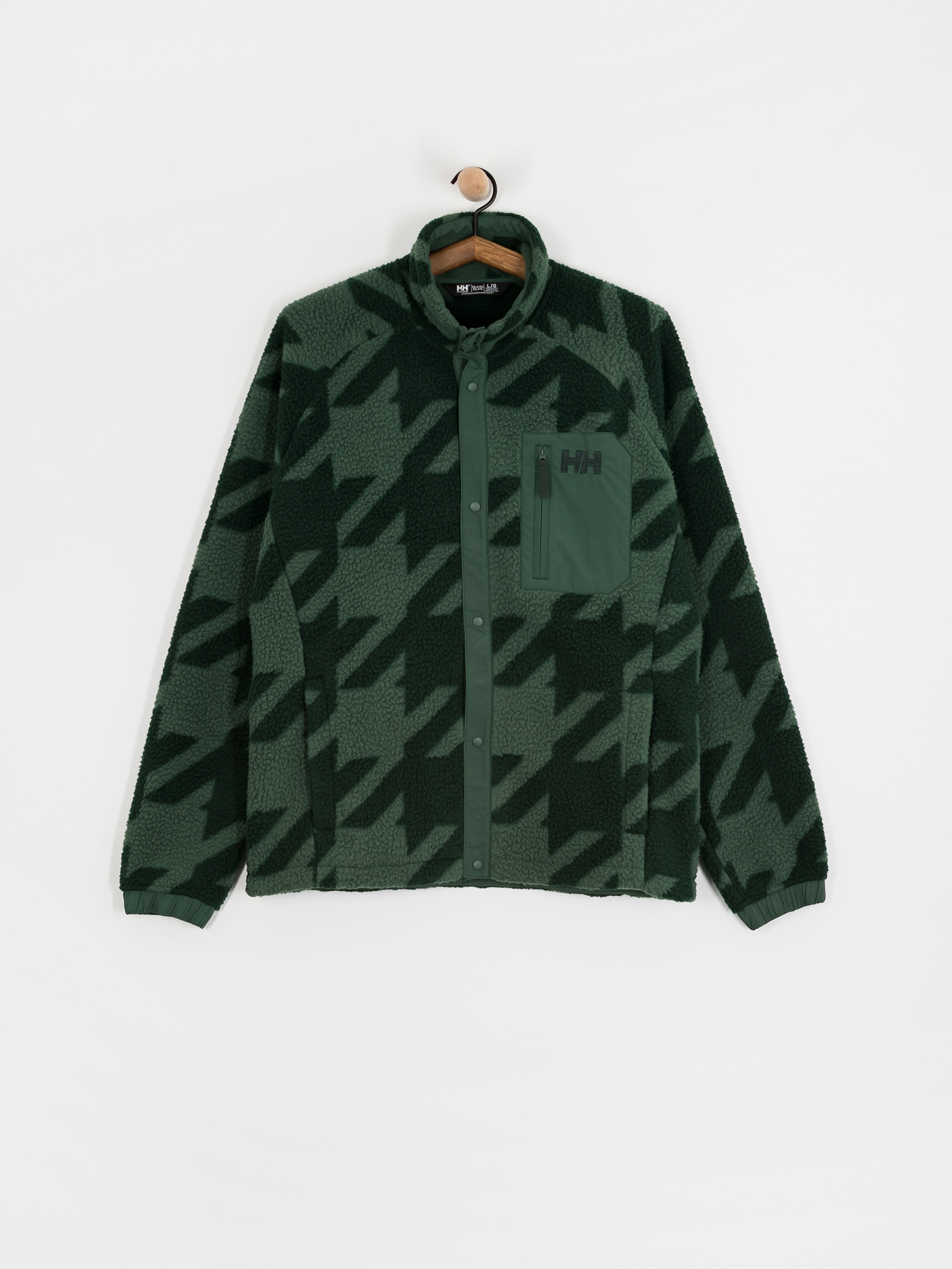 Мъжки Поларени суитшърт Helly Hansen Panorama Printed Pile Snap (jungle green houndstooth a)