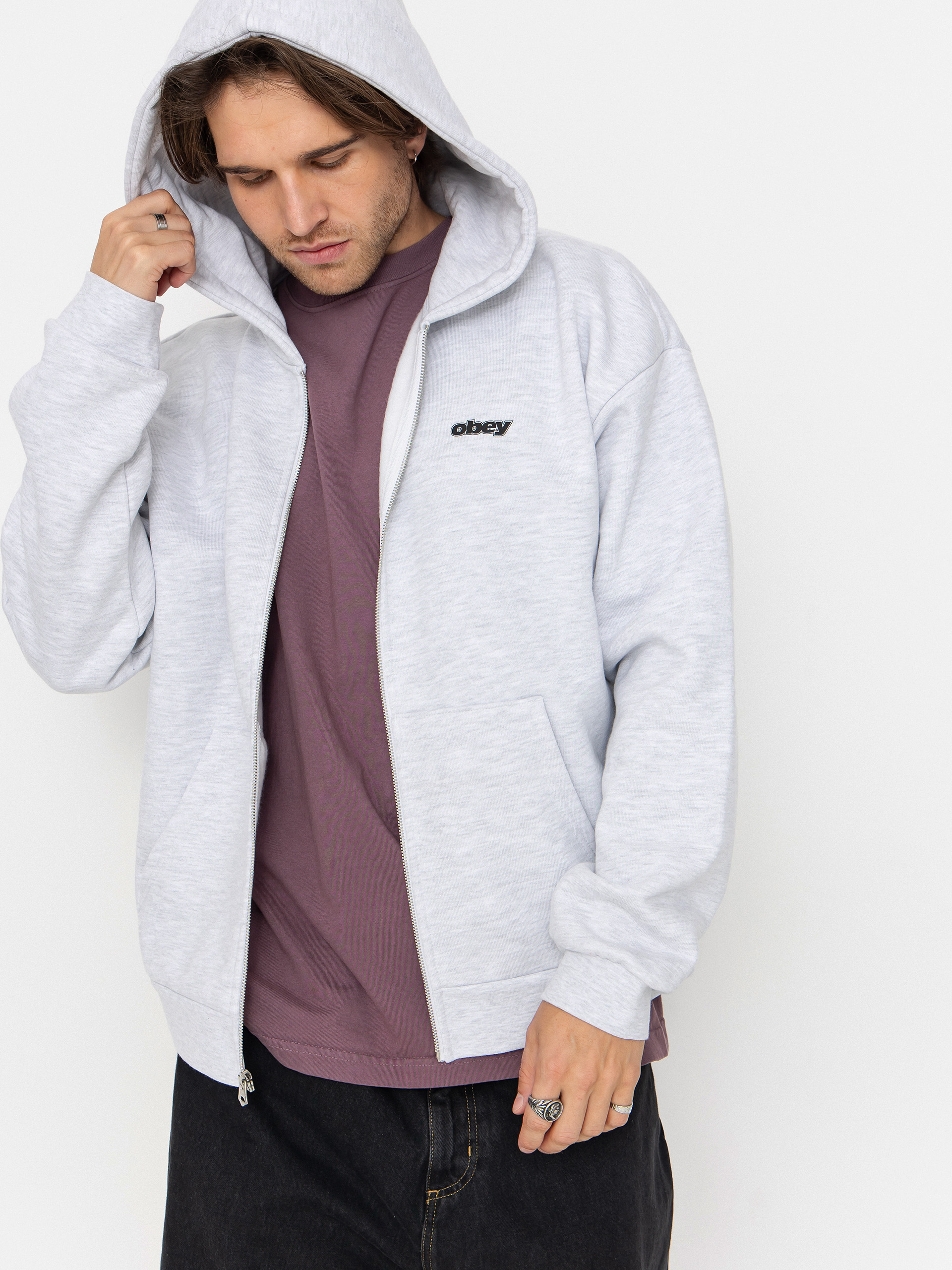 Суитшърт с качулка OBEY Gaze Extra Heavy ZHD (ash grey)