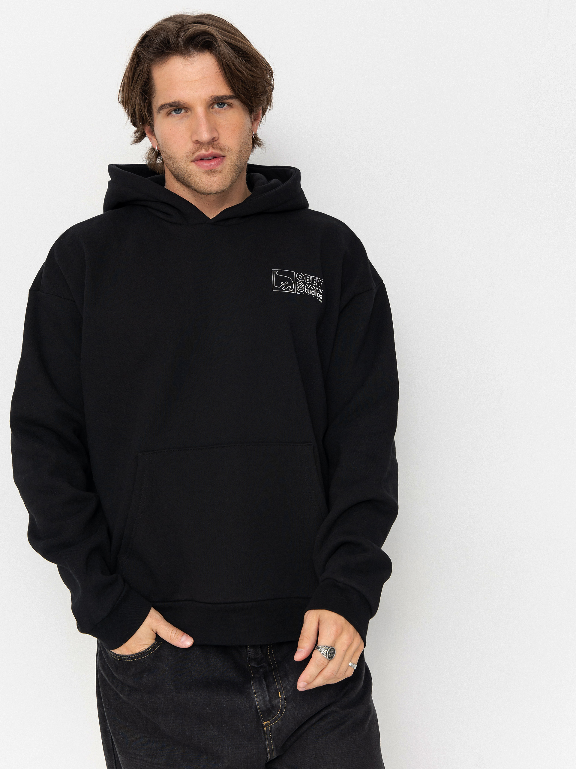 Суитшърт с качулка OBEY Nico Extra Heavy HD (black)