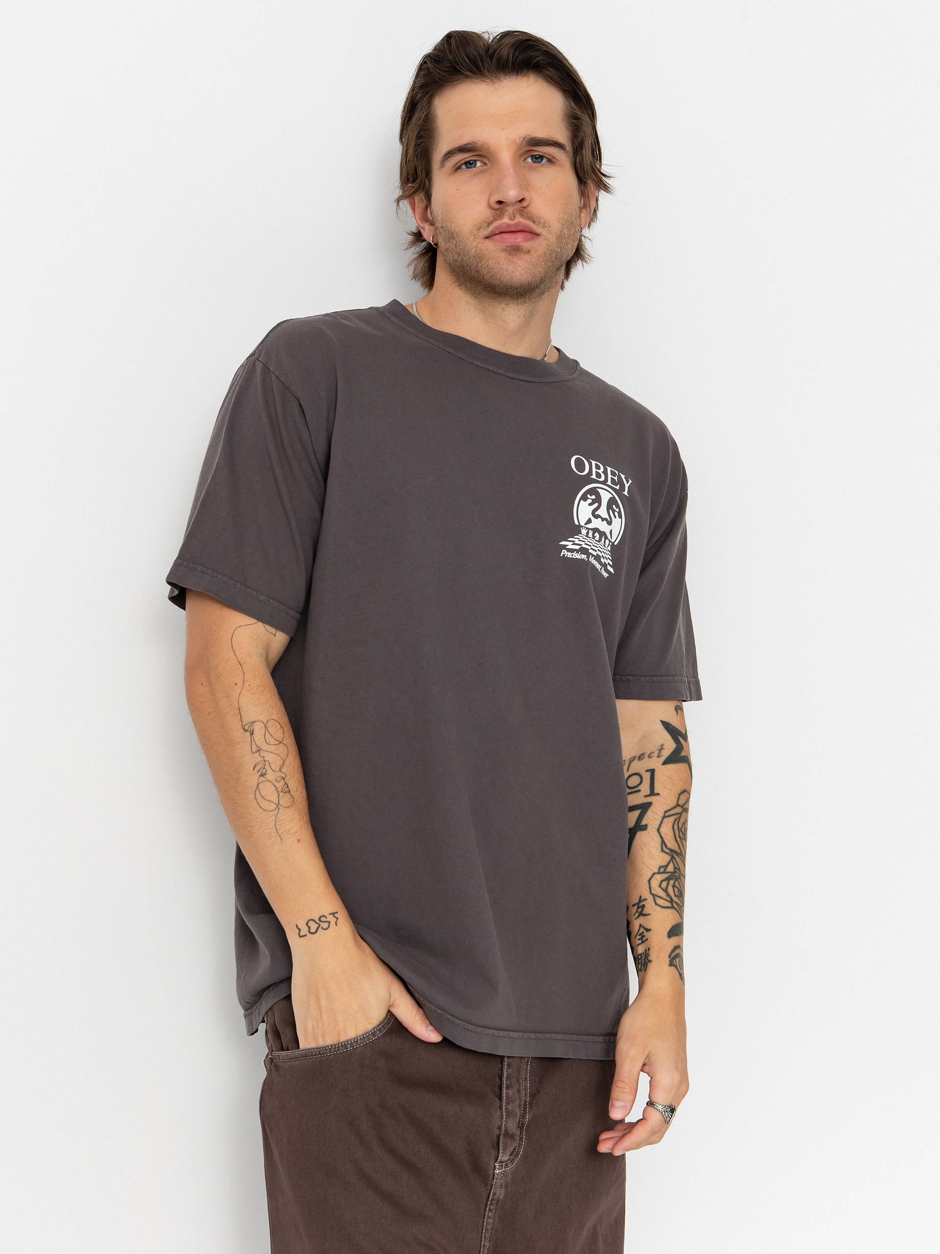 Тениска OBEY Obey Precision (pigment dusty black)