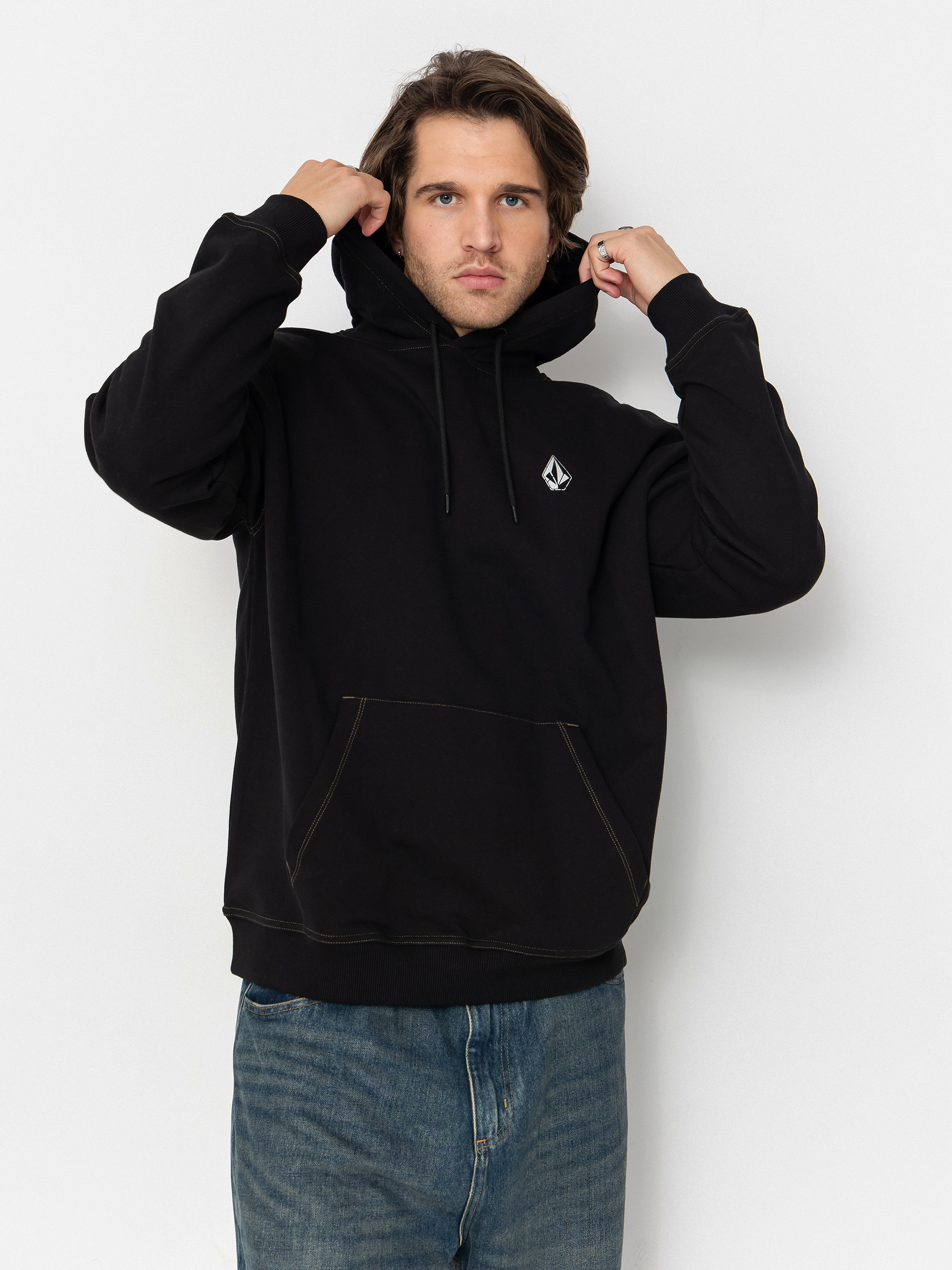 Суитшърт с качулка Volcom Skidder HD (black)