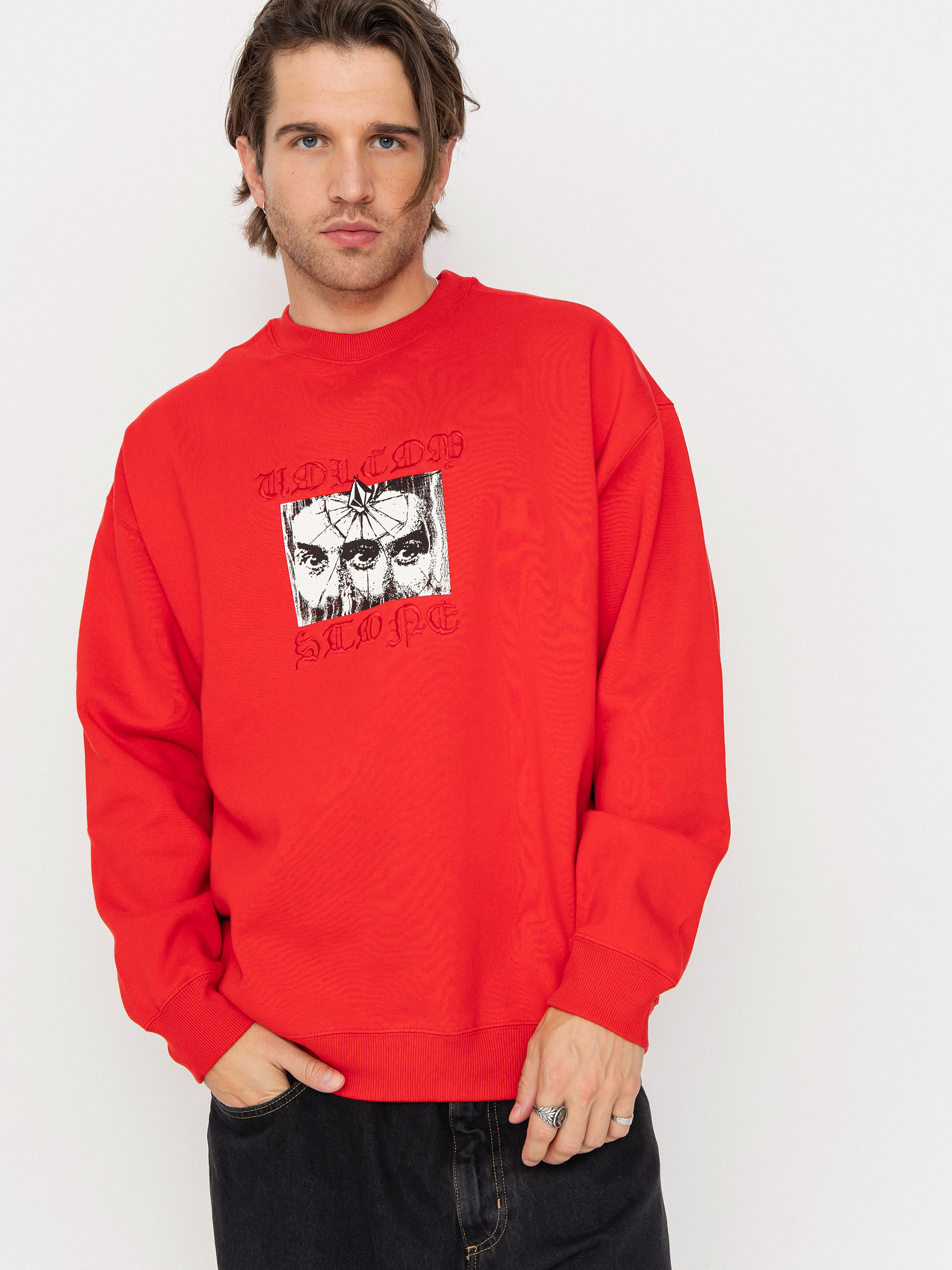 Суитшърт Volcom Stoneye Crew (lifeguard red)