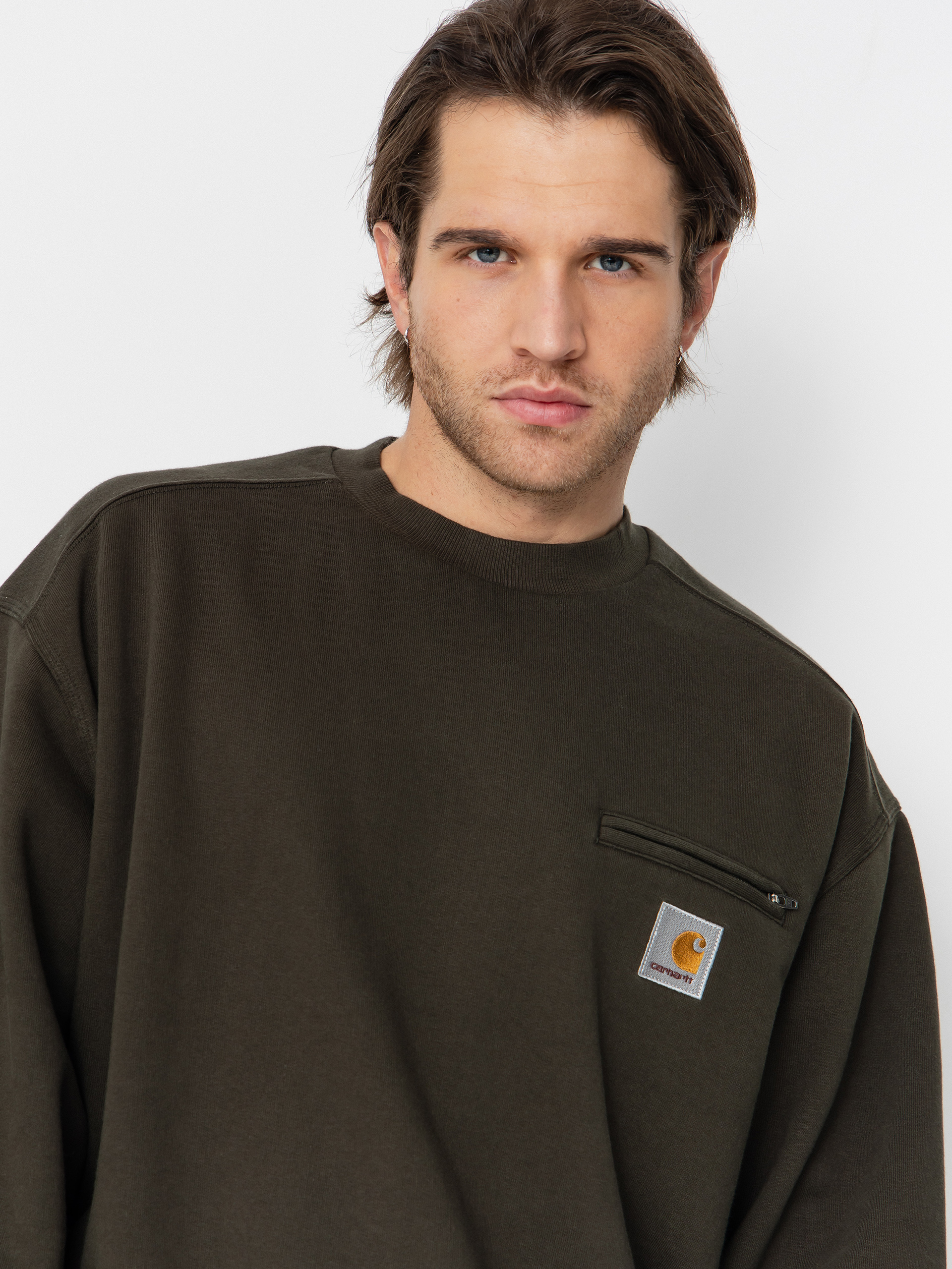 Суитшърт Carhartt WIP Detroit (olive/stone washed)