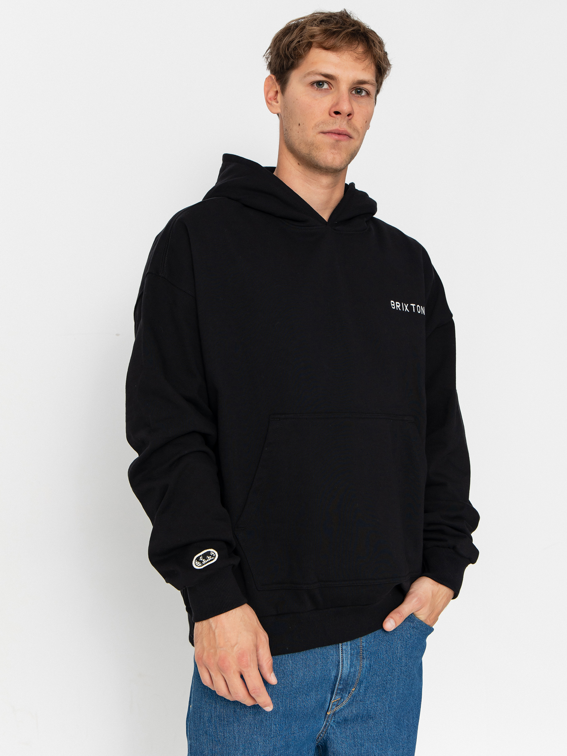 Суитшърт с качулка Brixton Embroidered Heavy Weight HD (black)