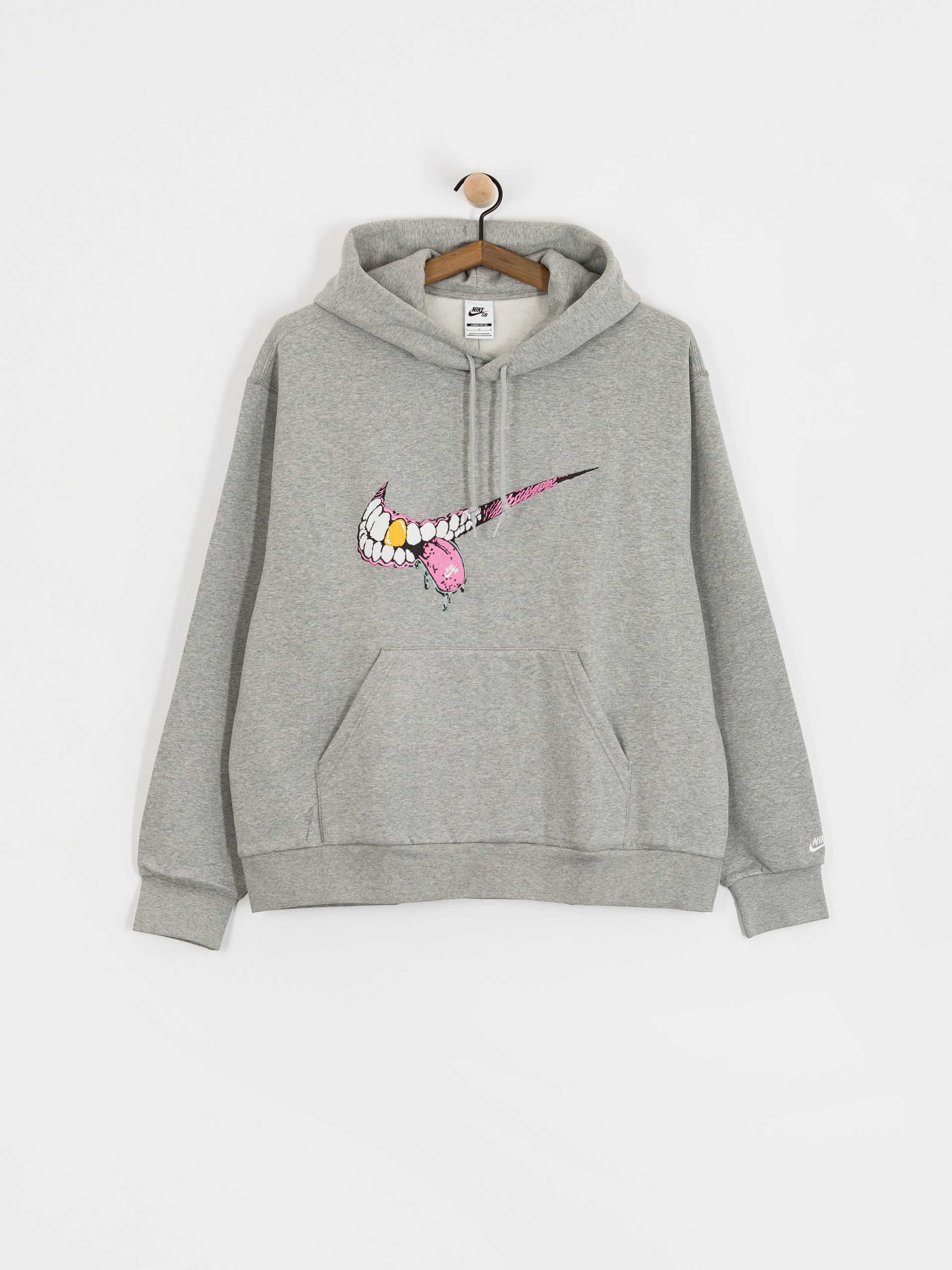 Суитшърт с качулка Nike SB GFX 1 HD (dk grey heather/white)