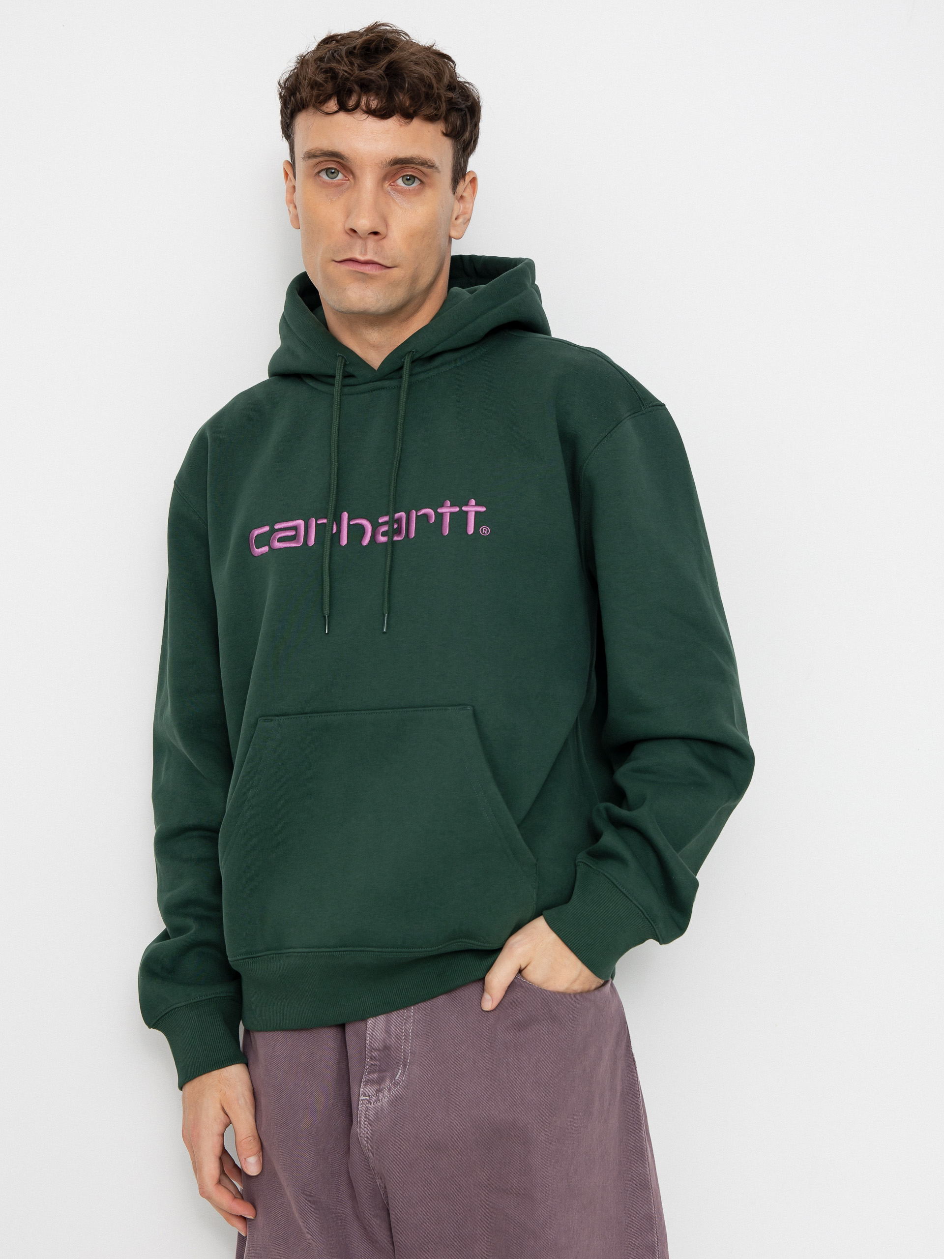 Суитшърт с качулка Carhartt WIP Carhartt HD (sycamore tree/phlox)