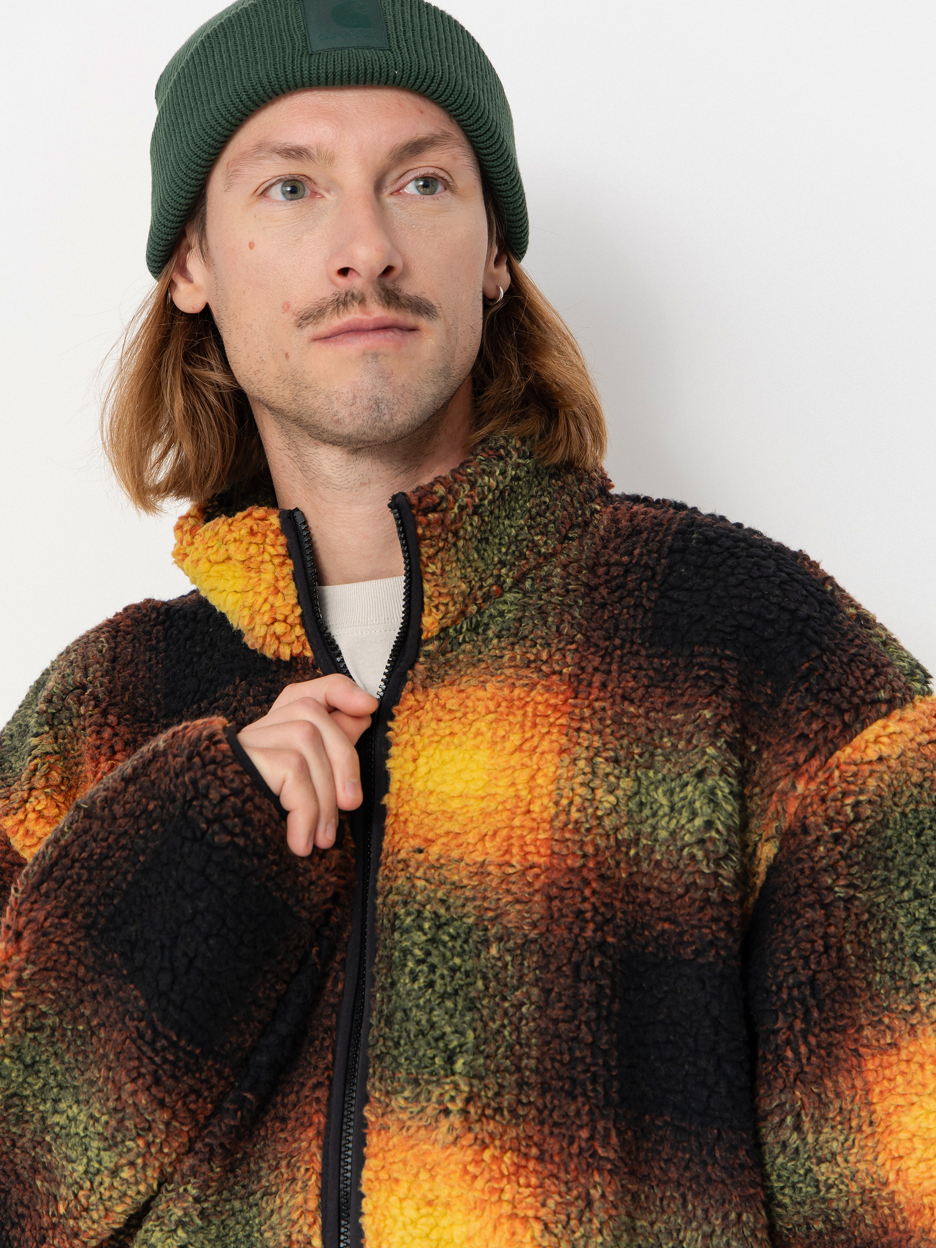 Мъжки Поларени суитшърт Vans Heights Sherpa Full Zip (black/herritage mustard)