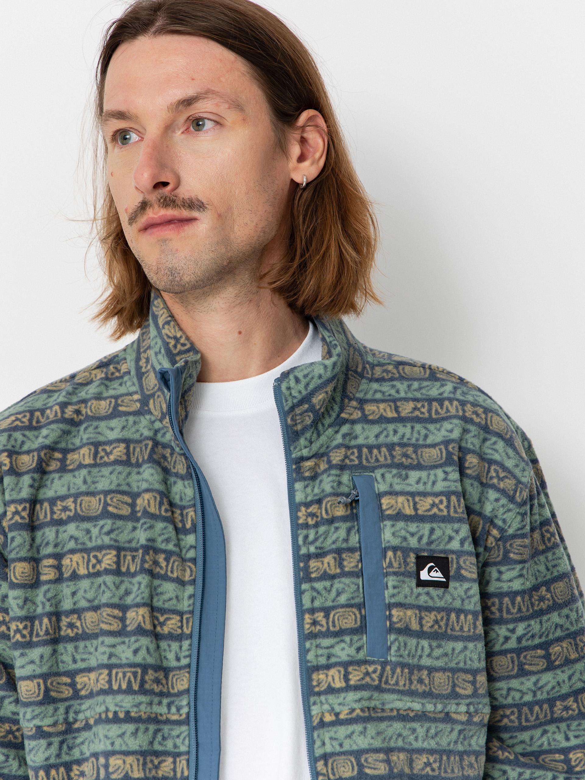 Мъжки Поларени суитшърт Quiksilver No Destination FZ (granite terra stripe)