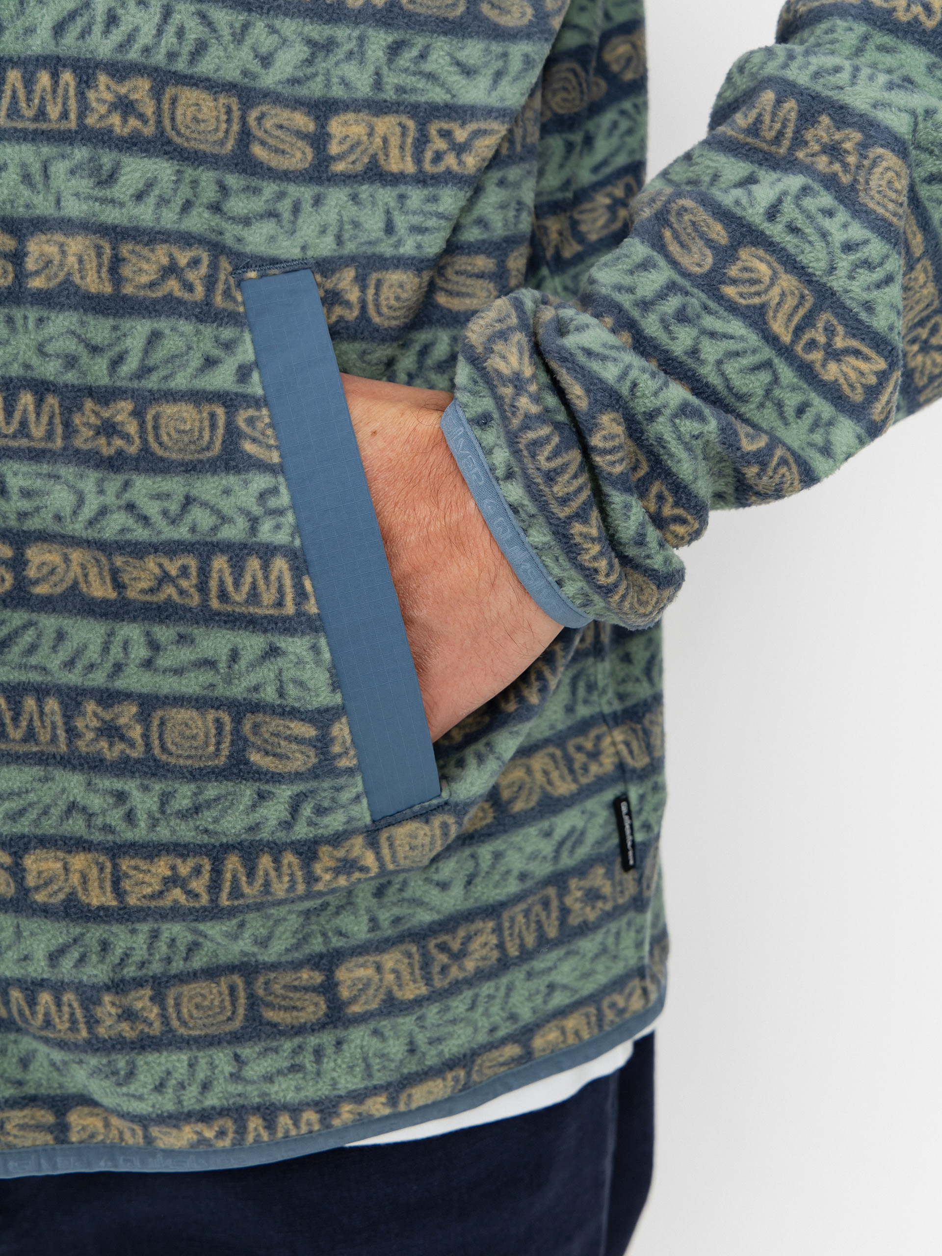 Мъжки Поларени суитшърт Quiksilver No Destination FZ (granite terra stripe)